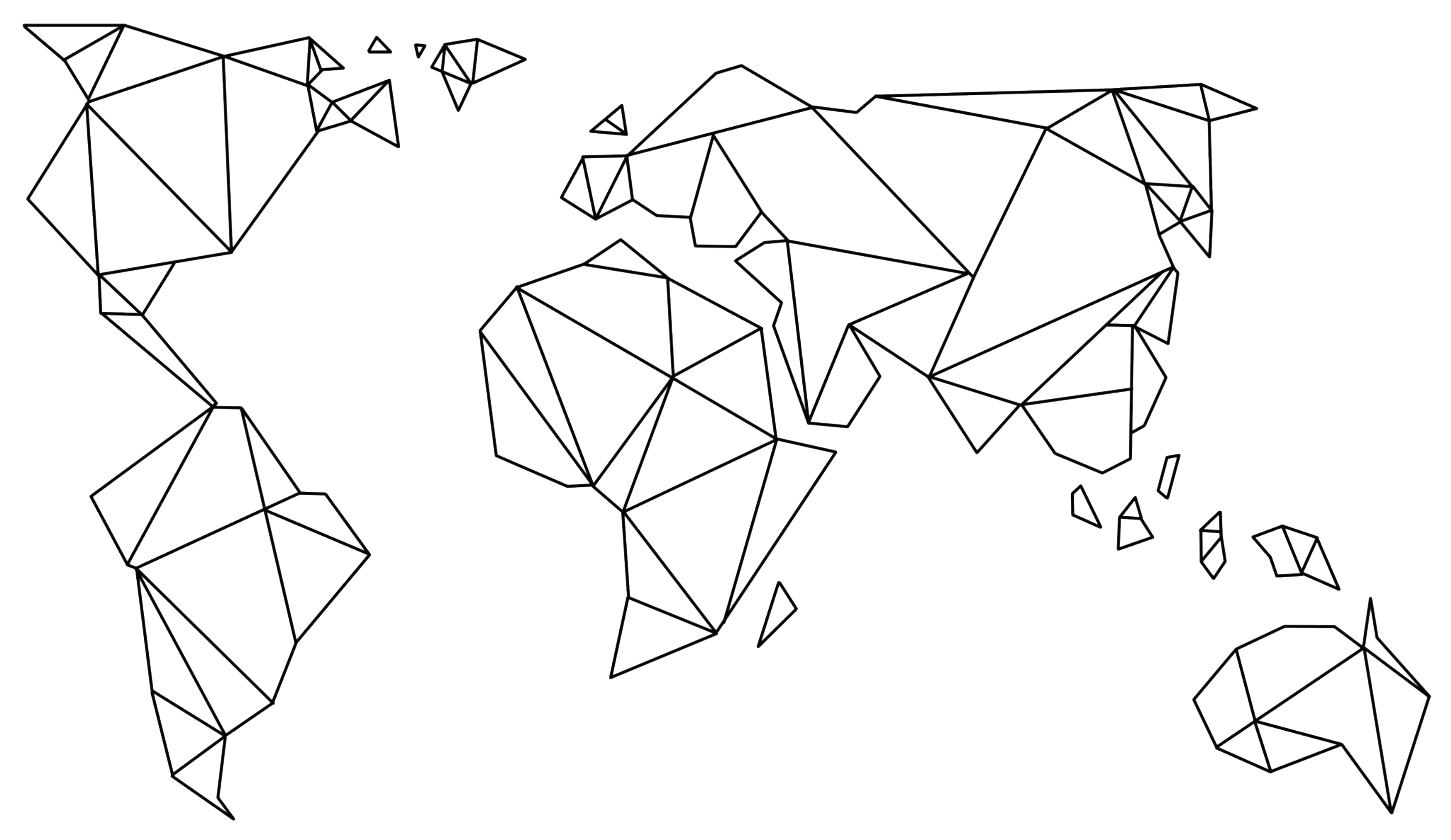 Geometric Line Drawing of World Map