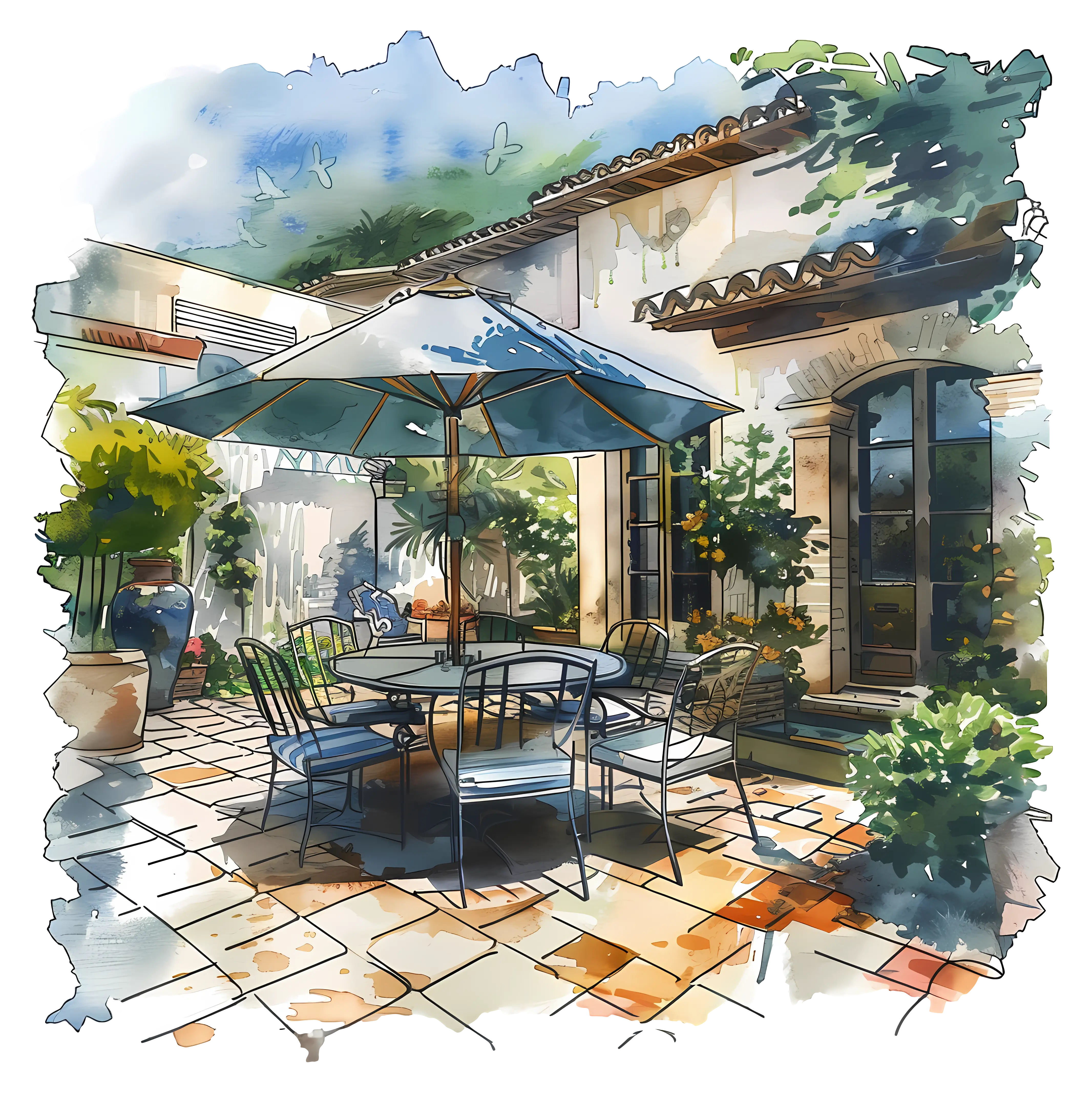 Sunny Patio with Outdoor Furniture