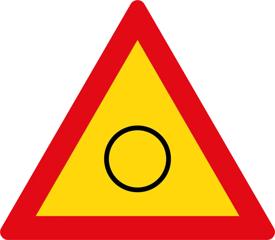 Yellow Triangle Warning Sign with Red Border