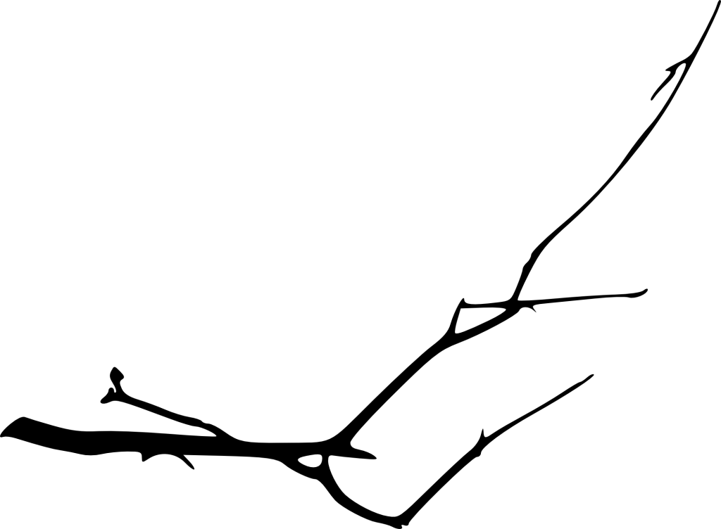 Black Tree Branch Silhouette in Minimalist Style