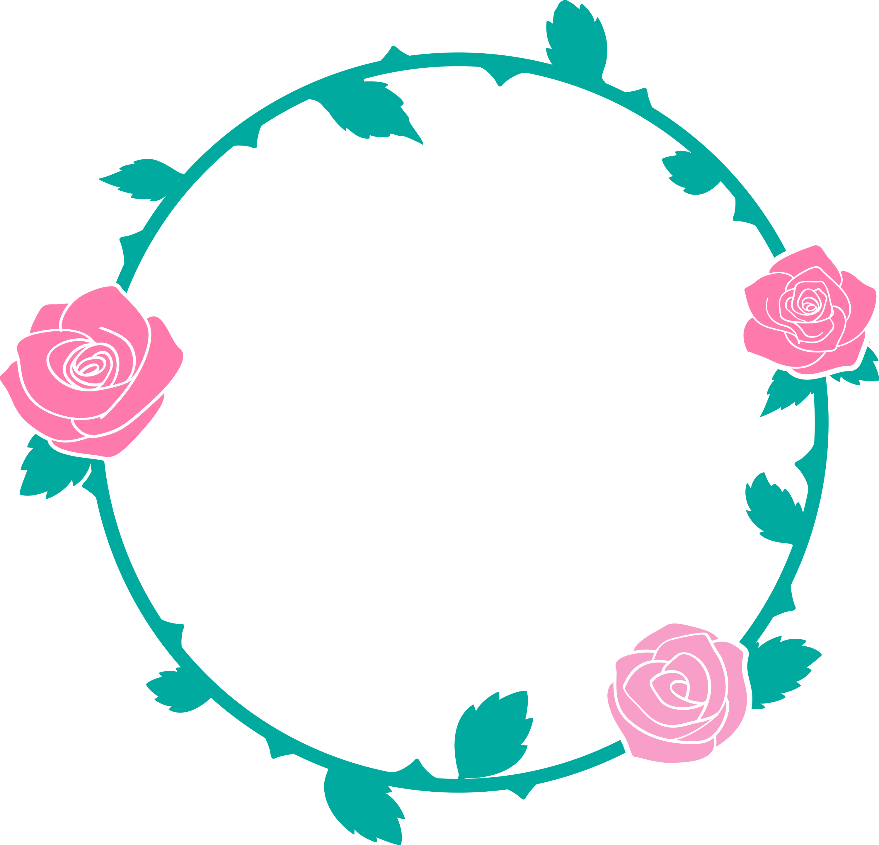 Circular Frame with Pink Roses Floral Design