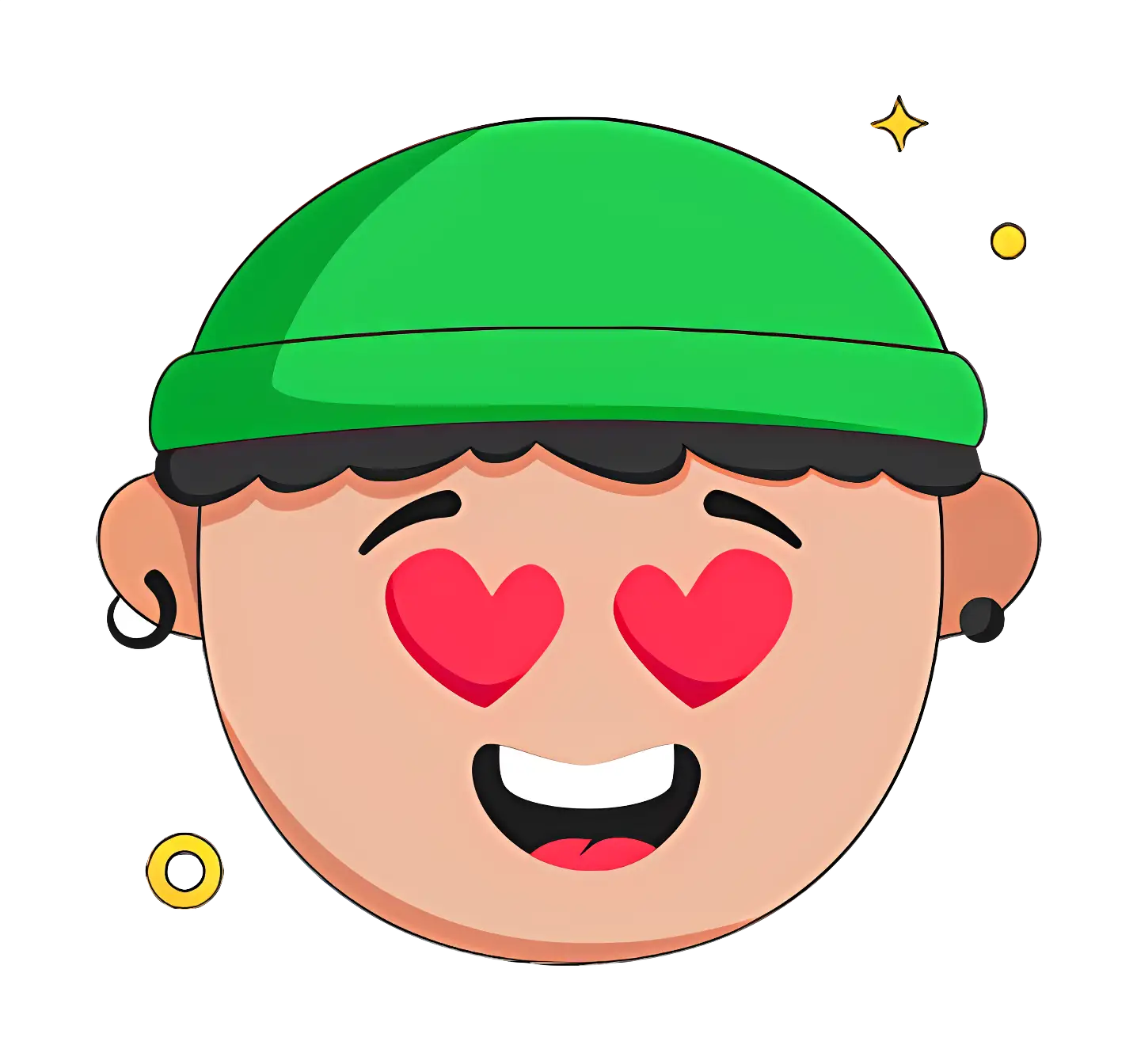 Heart Eyes Emoji with Green Hat