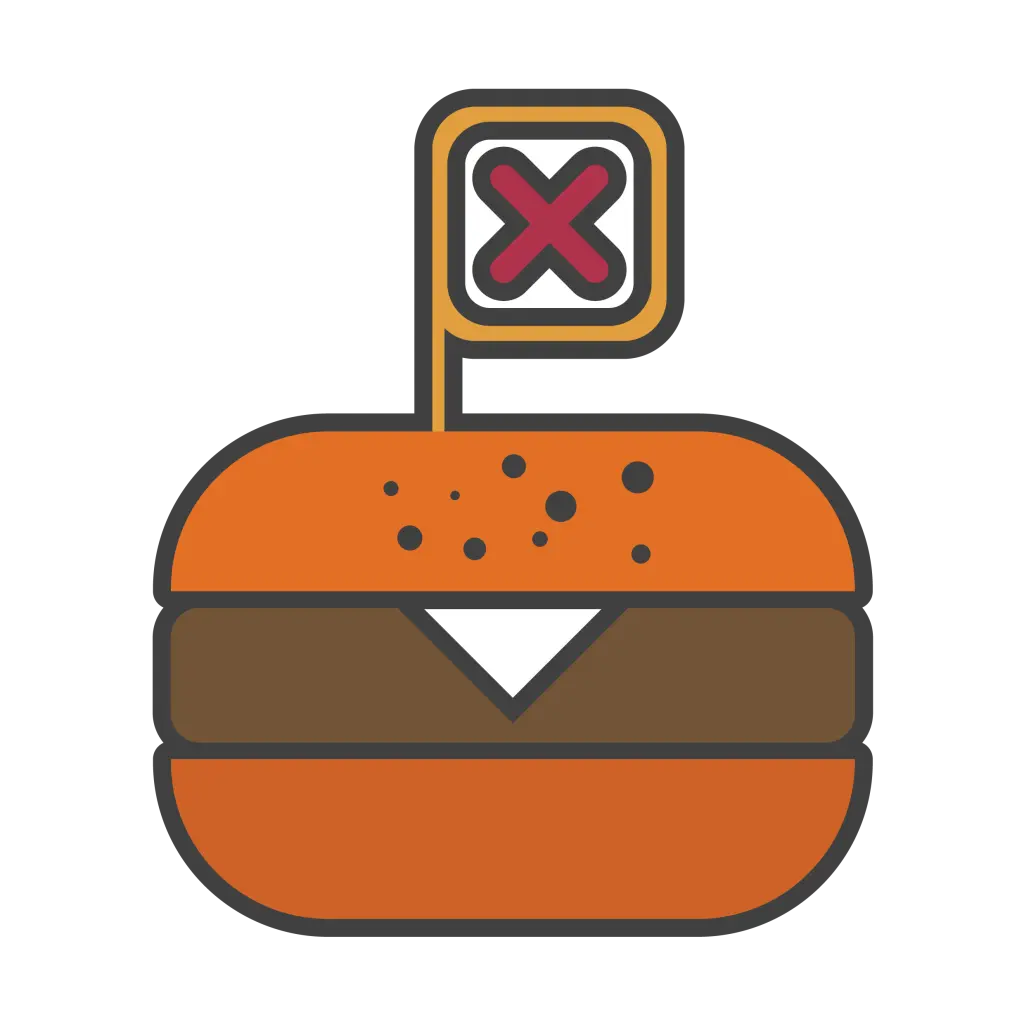 Cartoon Hamburger Illustration with Cross Sign