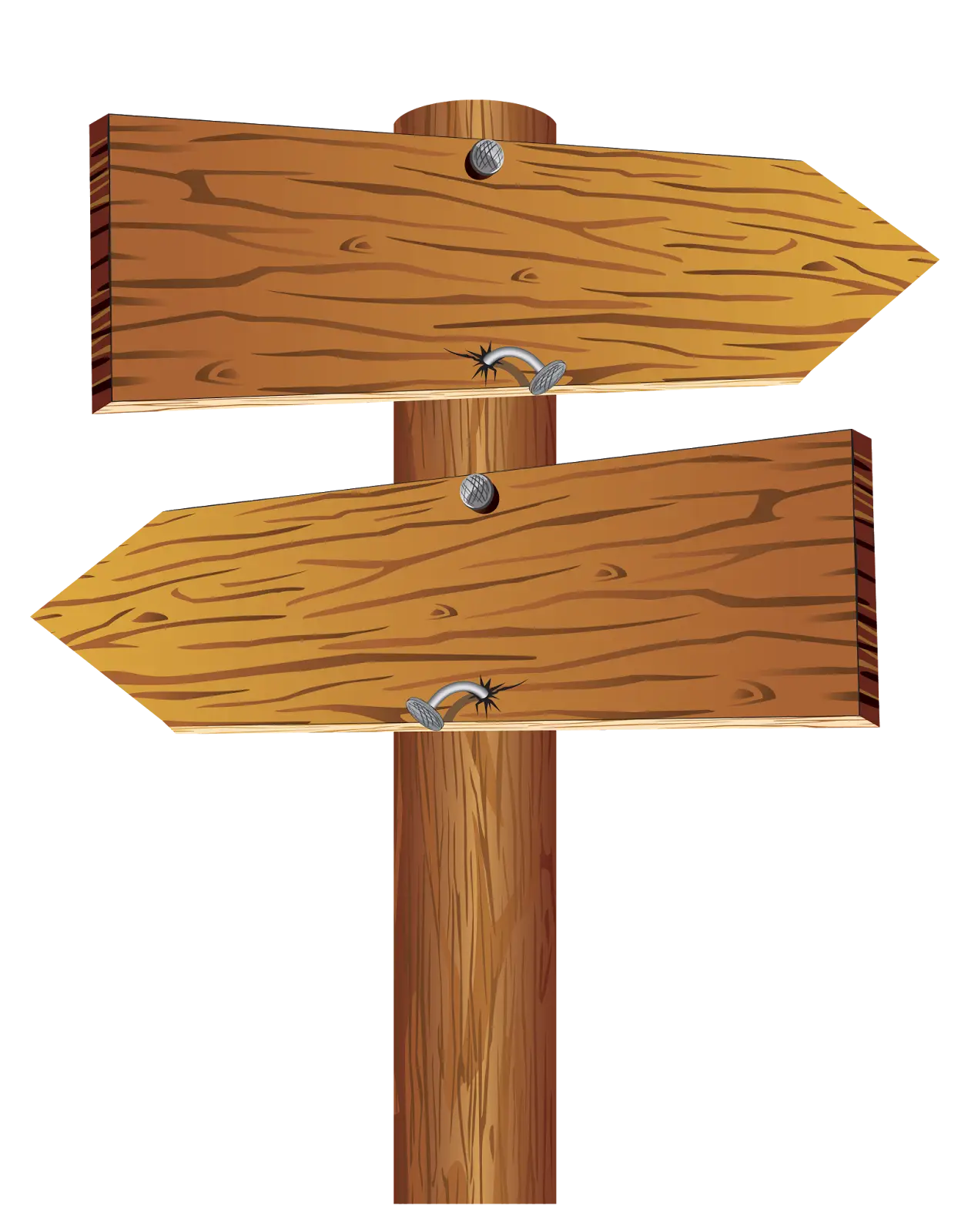 Wooden Directional Sign on Post