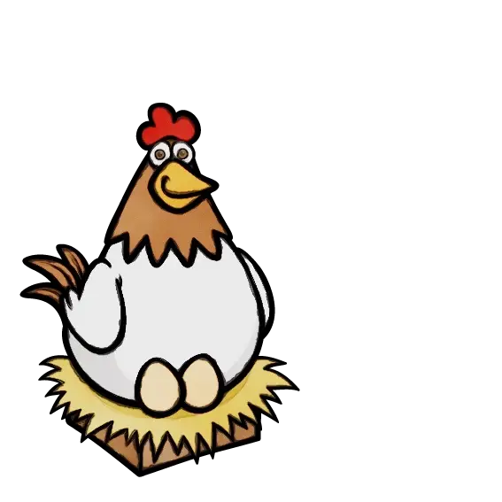 Chicken Sitting on Nest with Eggs