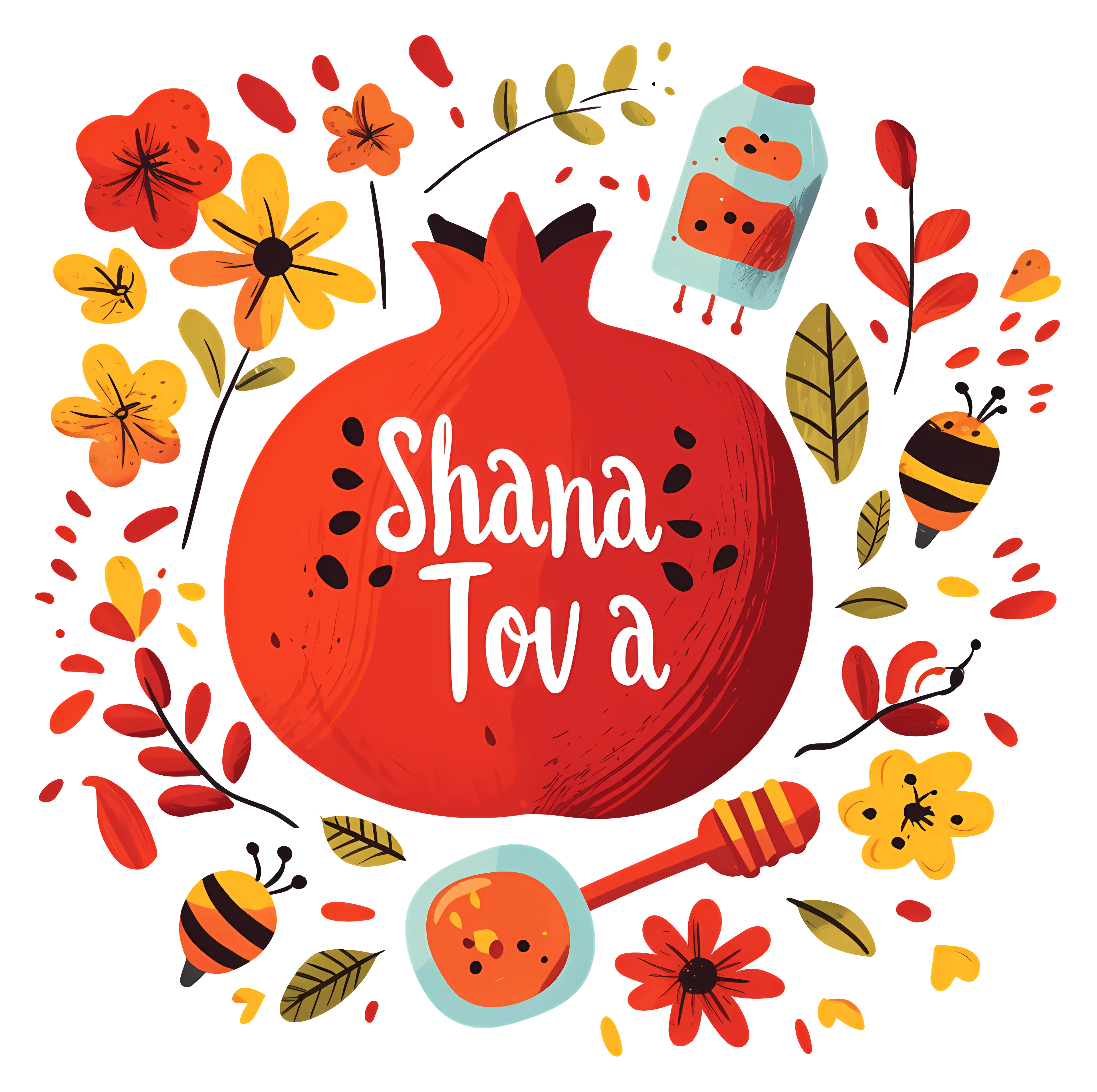 Shana Tova Pomegranate with Floral Design