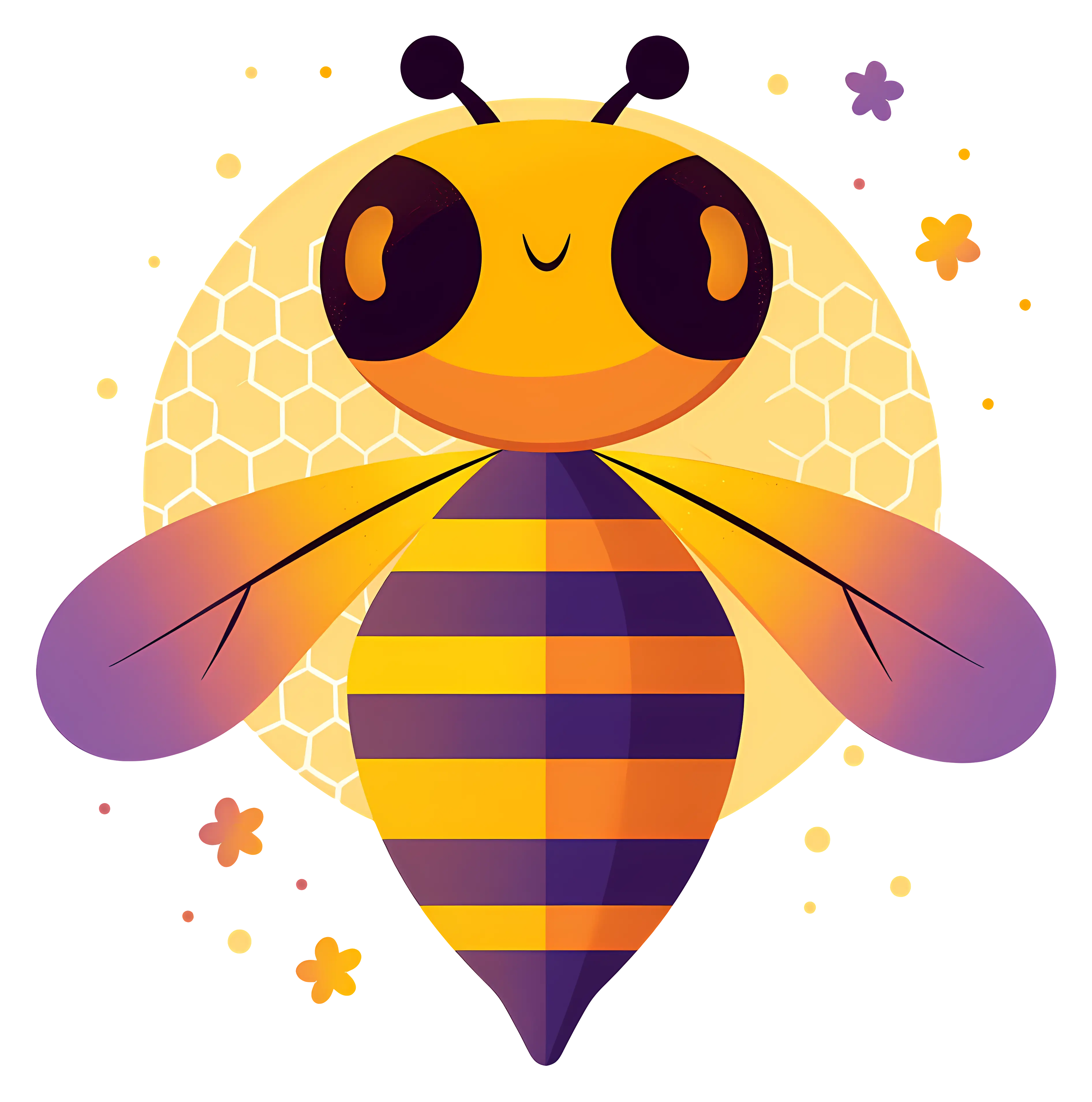 Cartoon Bee with Honeycomb Background