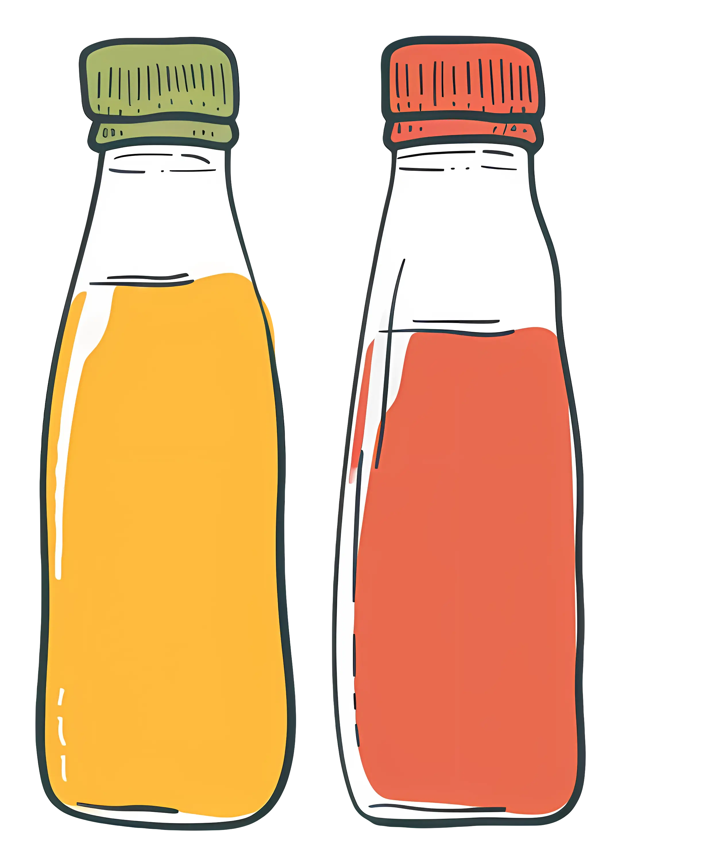 Colorful Juice Bottles Illustration in Cartoon Style