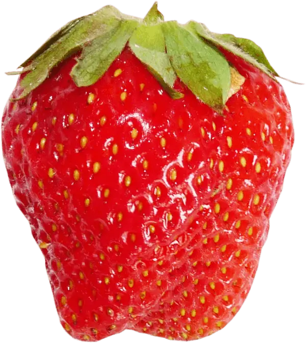 Ripe Red Strawberry with Green Leaves