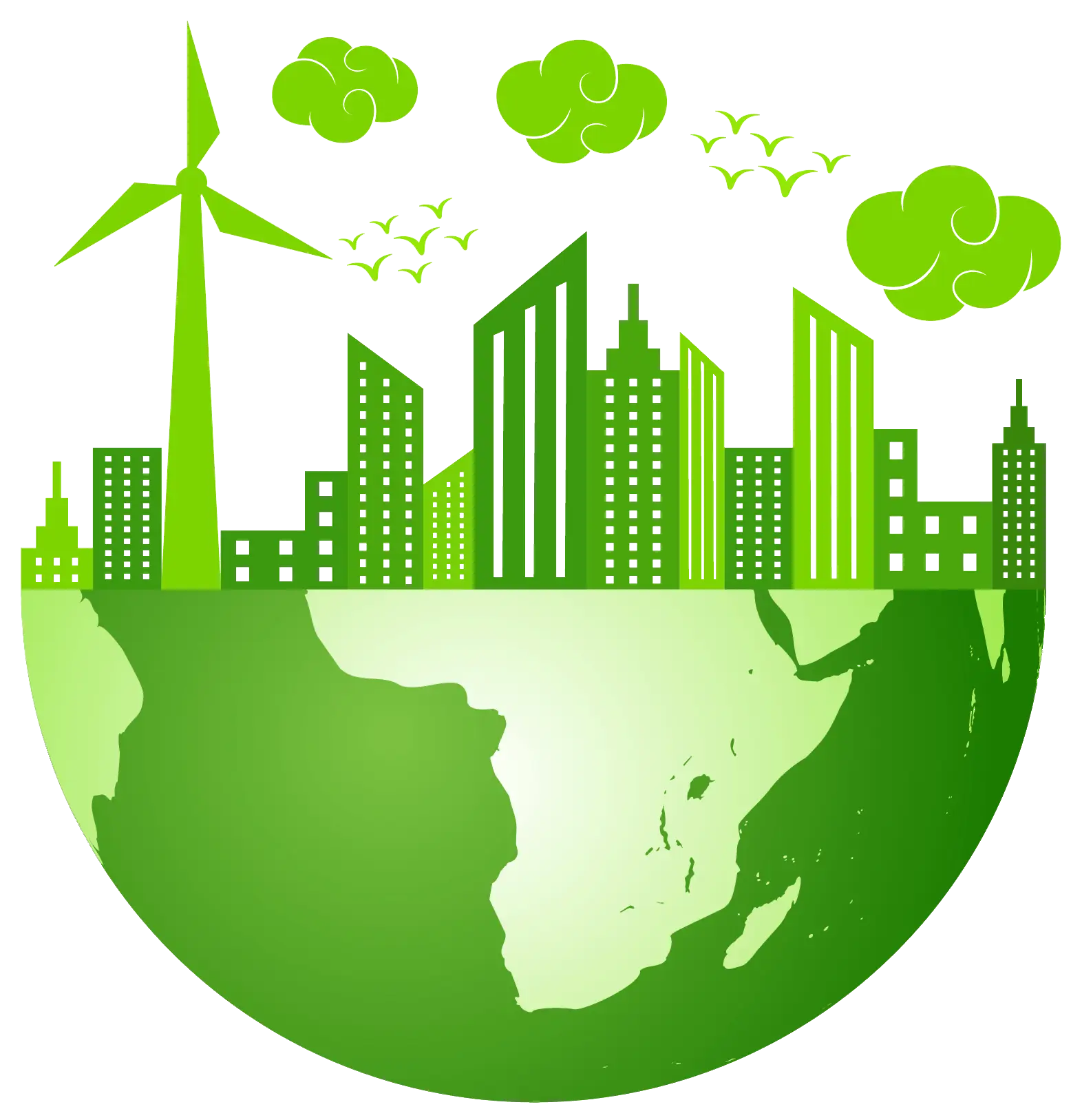 Eco-Friendly City Concept on a Green Earth