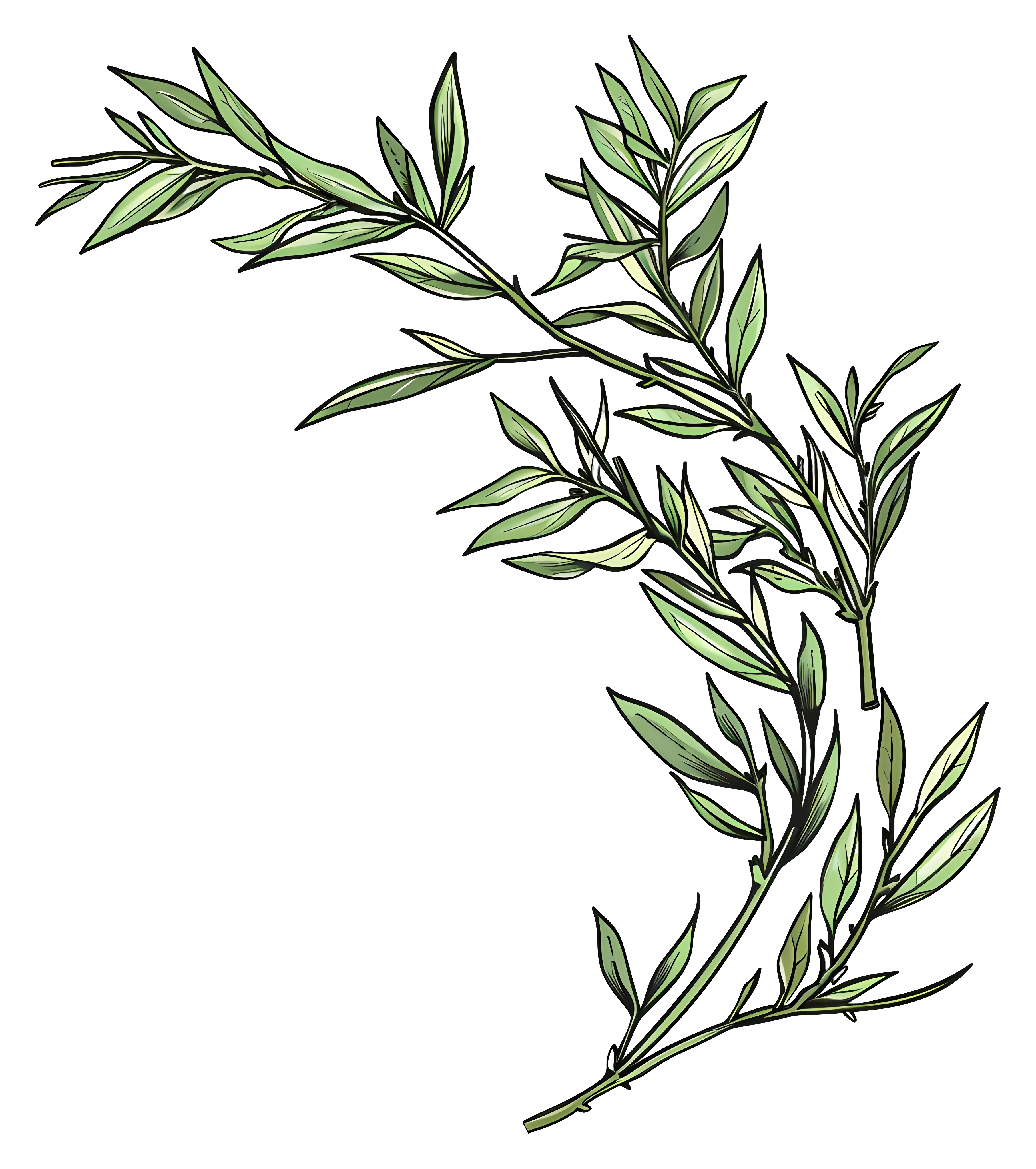 Green Leafy Branch Illustration
