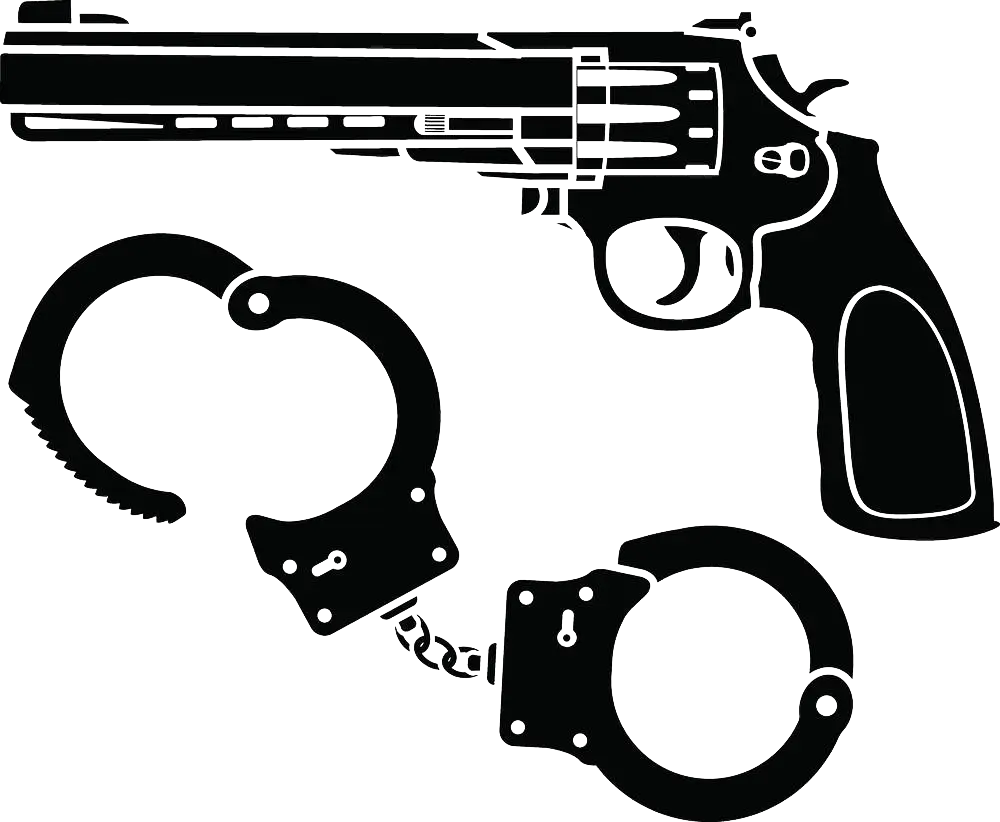 Black Gun and Handcuffs Silhouette