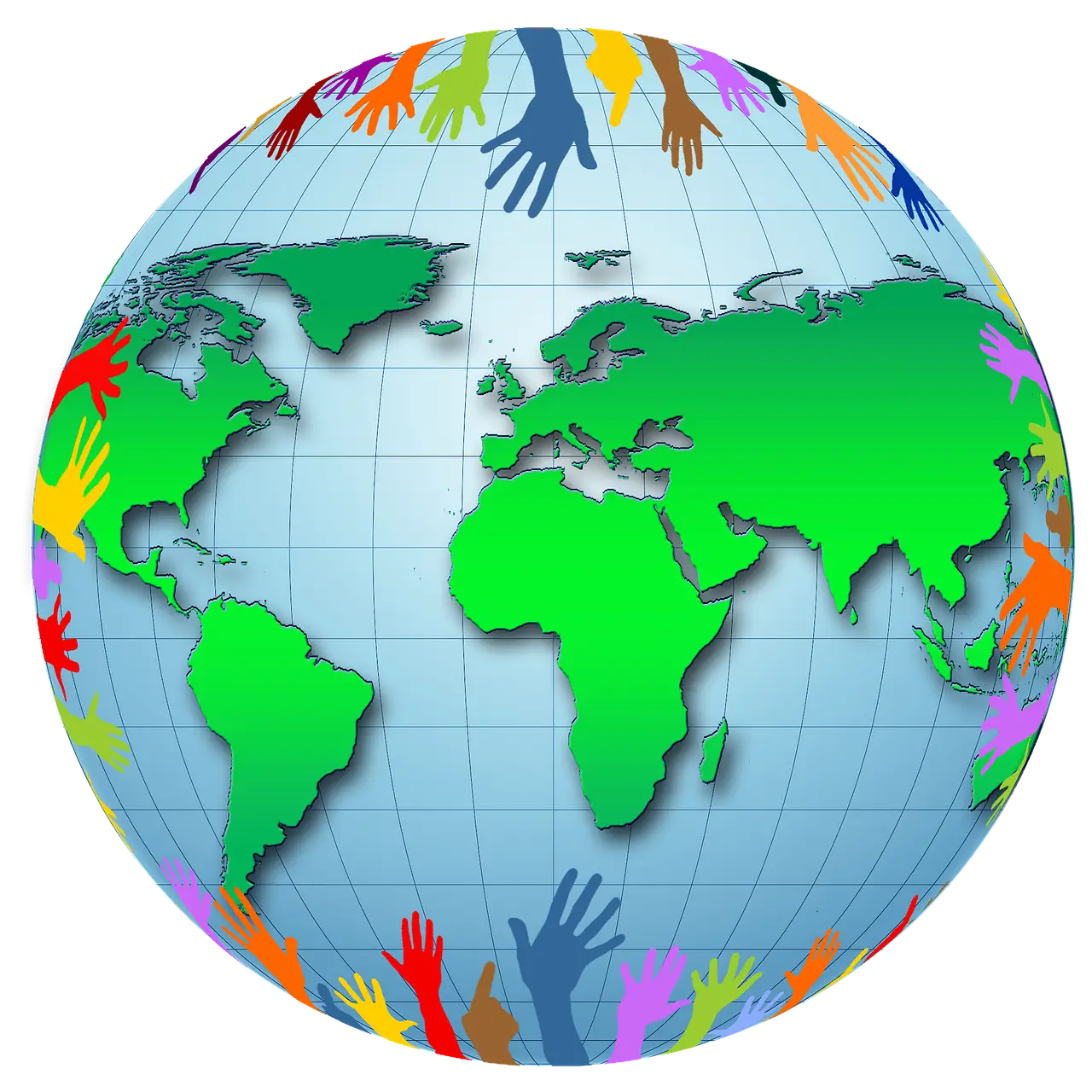 Globe with Hands Representing Unity