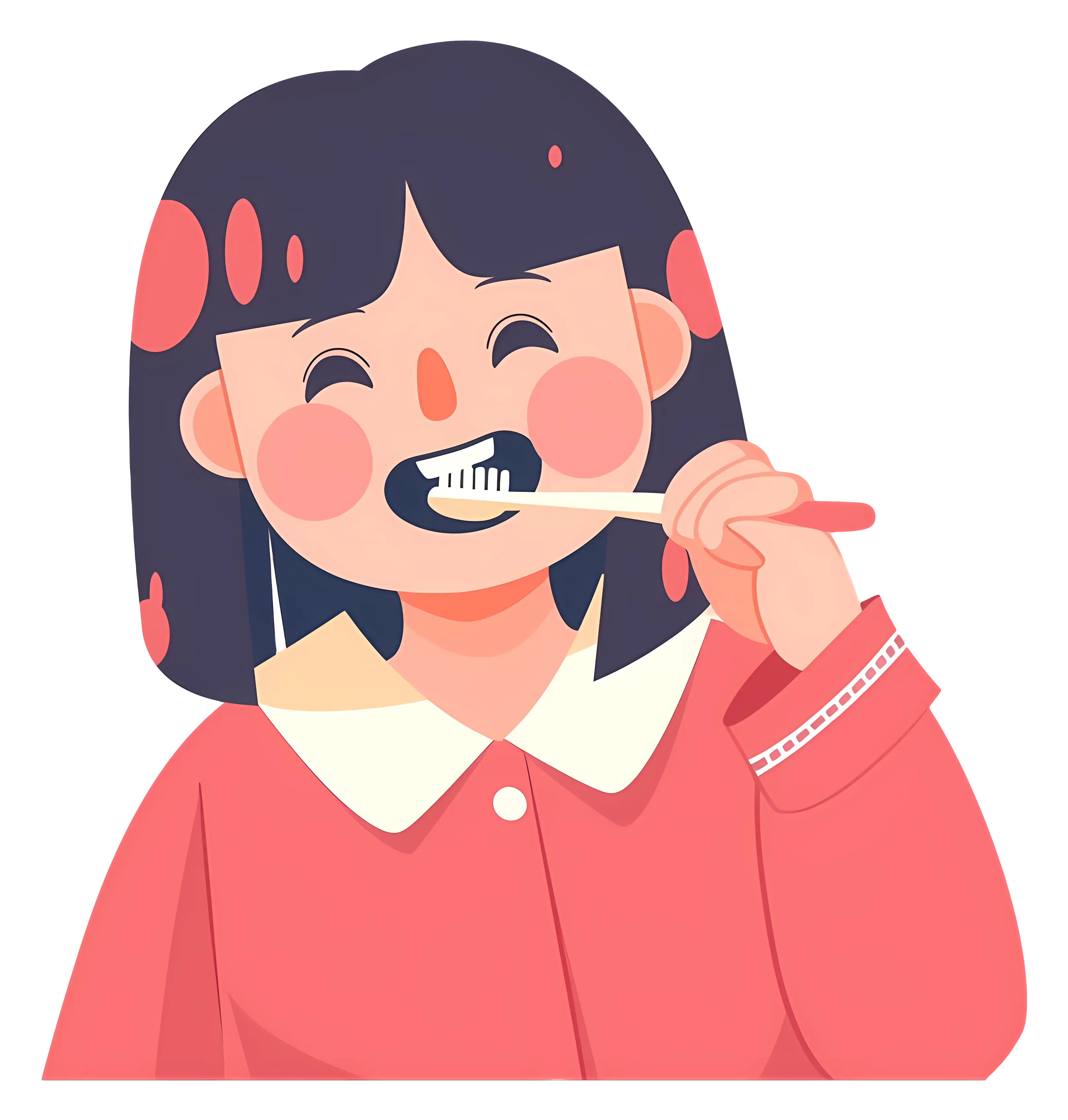 Girl Brushing Teeth for Good Oral Hygiene