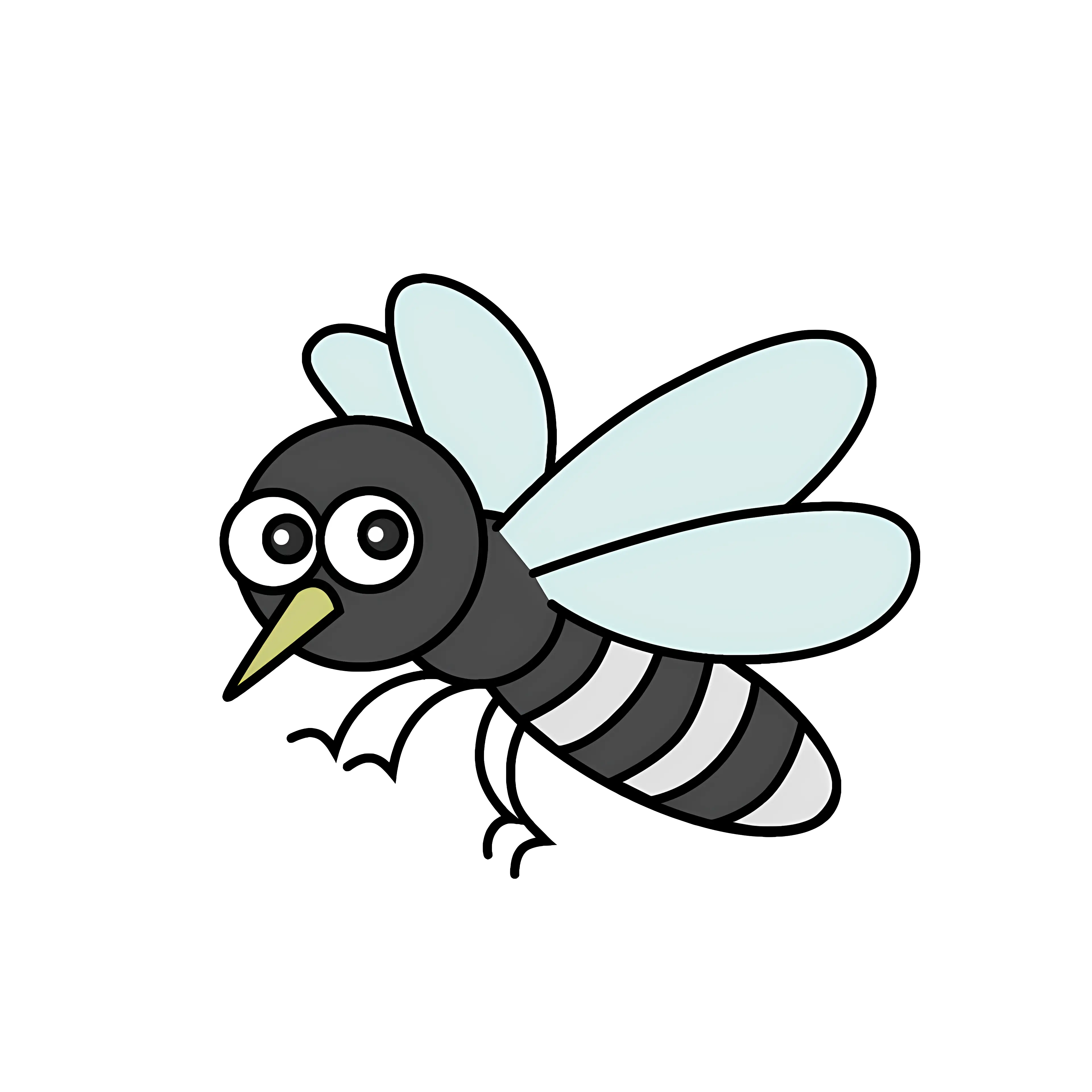 Playful Cartoon Mosquito with Blue Wings