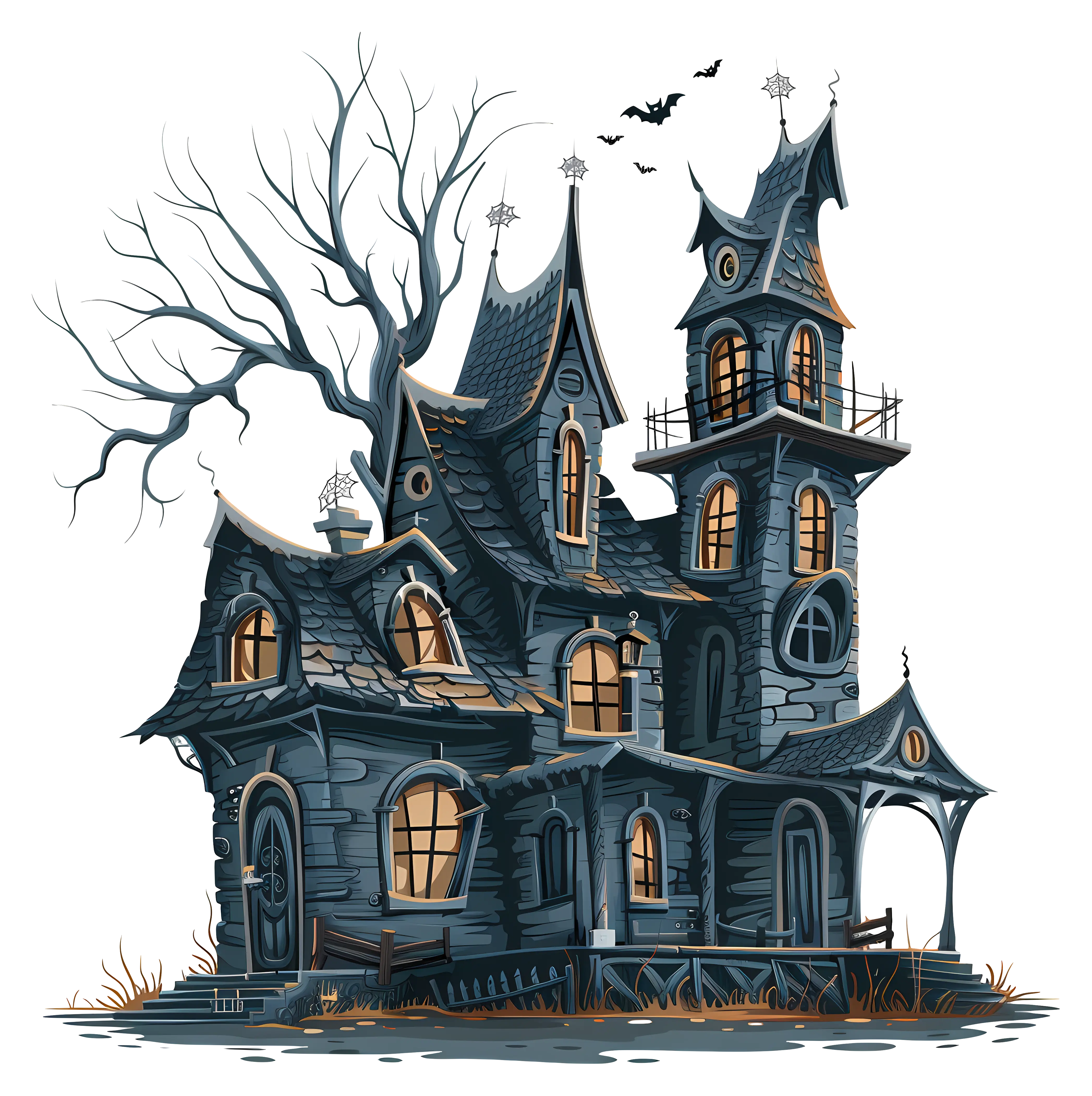 Spooky Mansion Illustration for Halloween