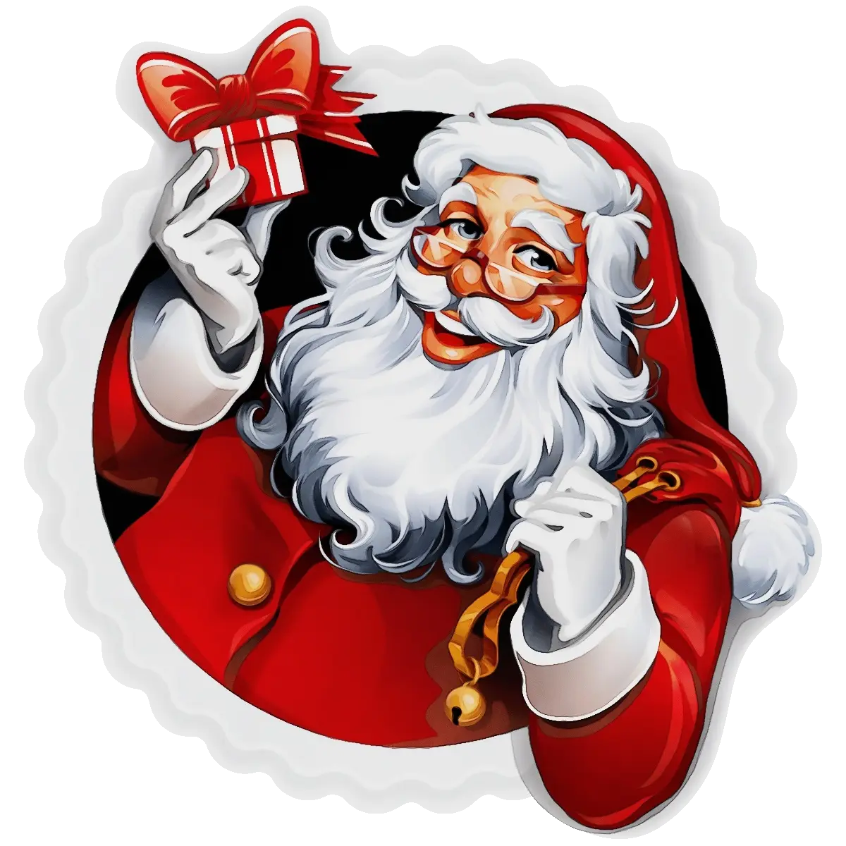 Santa Claus Holding a Gift for Christmas
