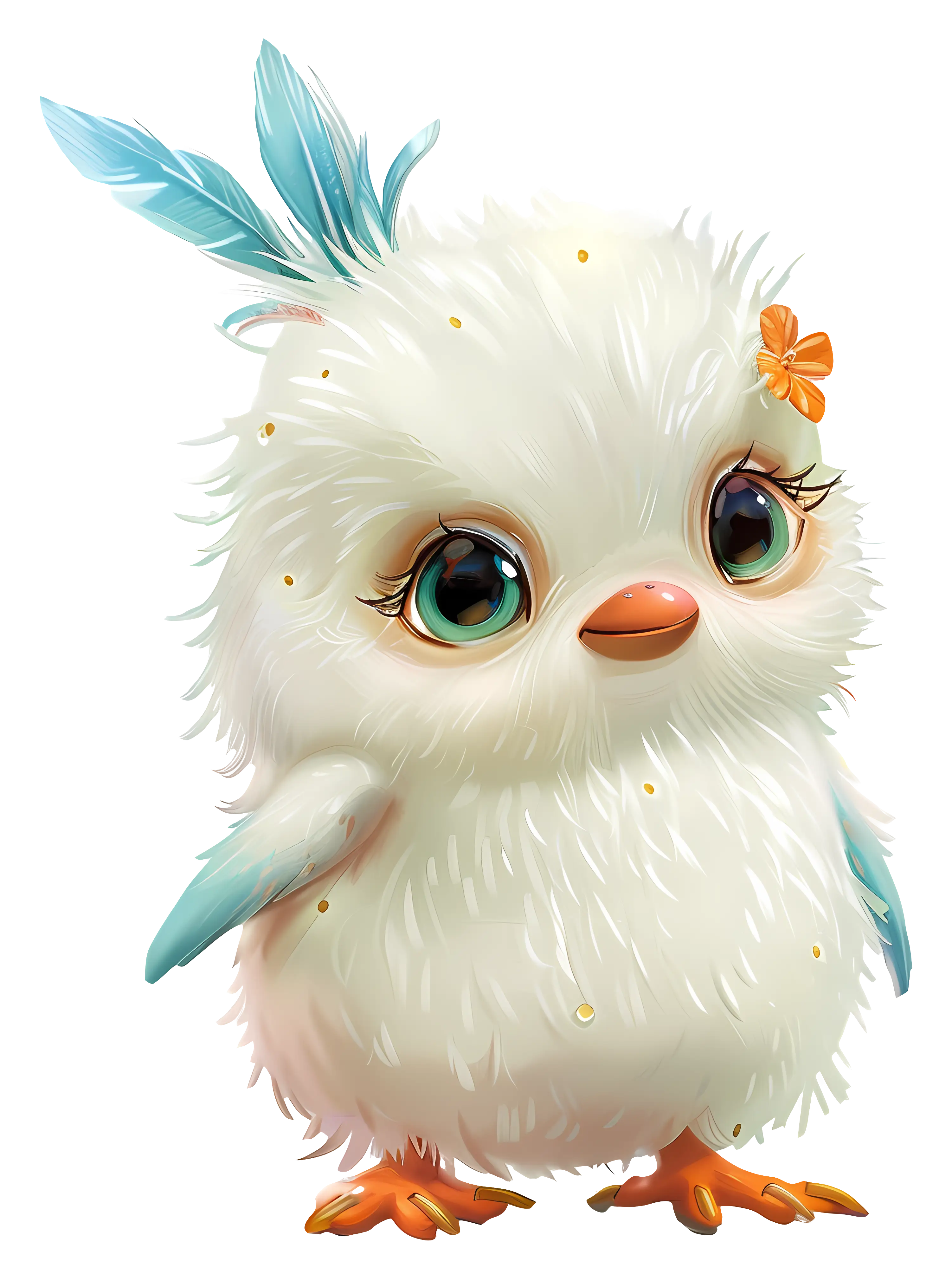 Cute Fluffy Bird with Big Eyes