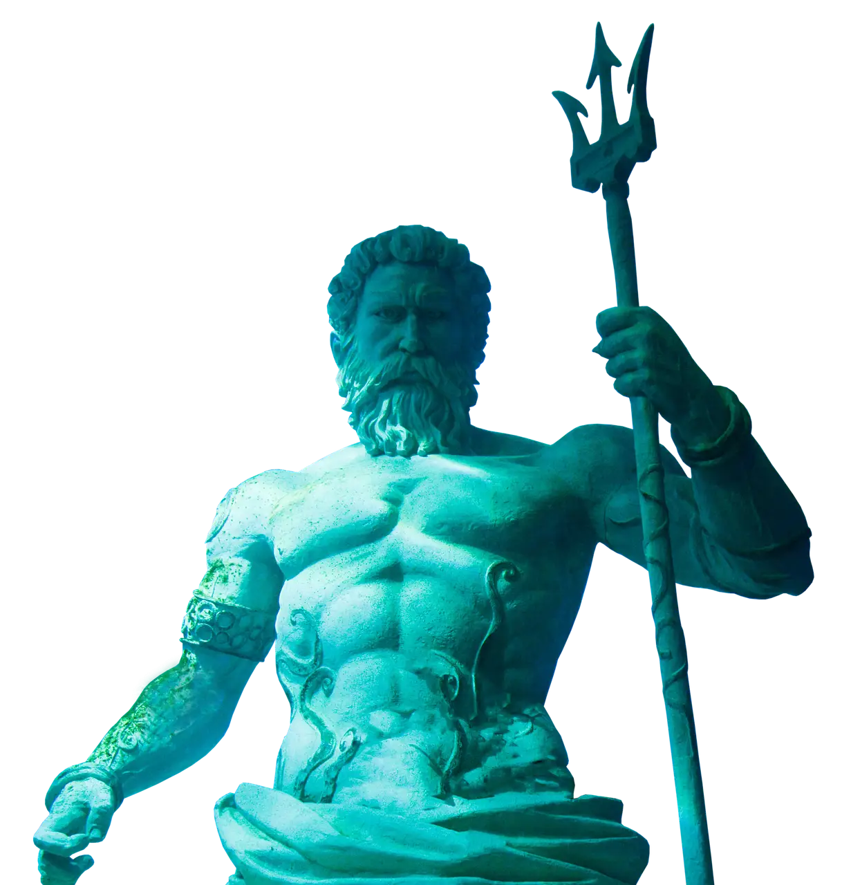 Poseidon Statue Holding Trident