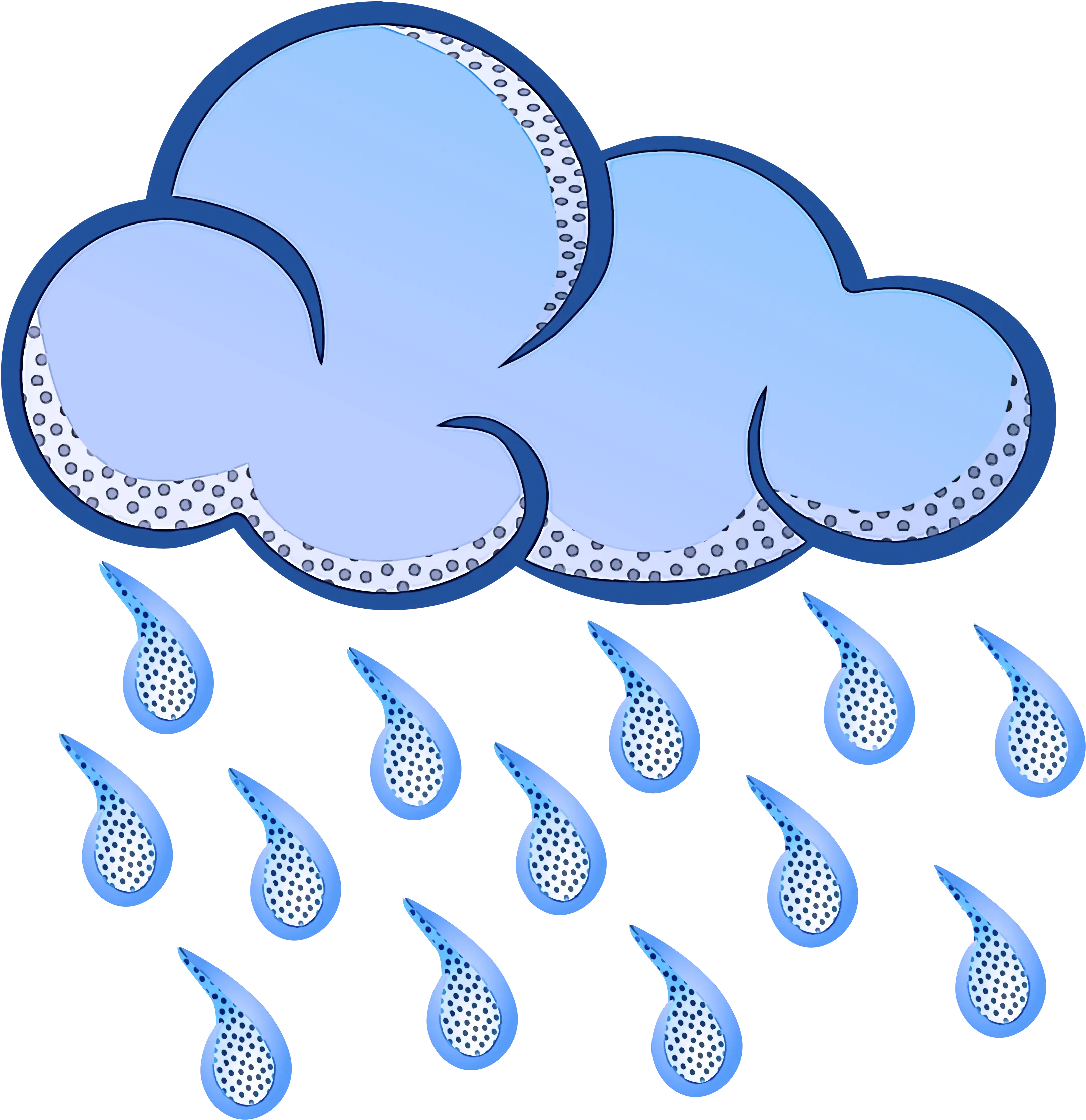 Blue Rain Cloud Illustration with Droplets