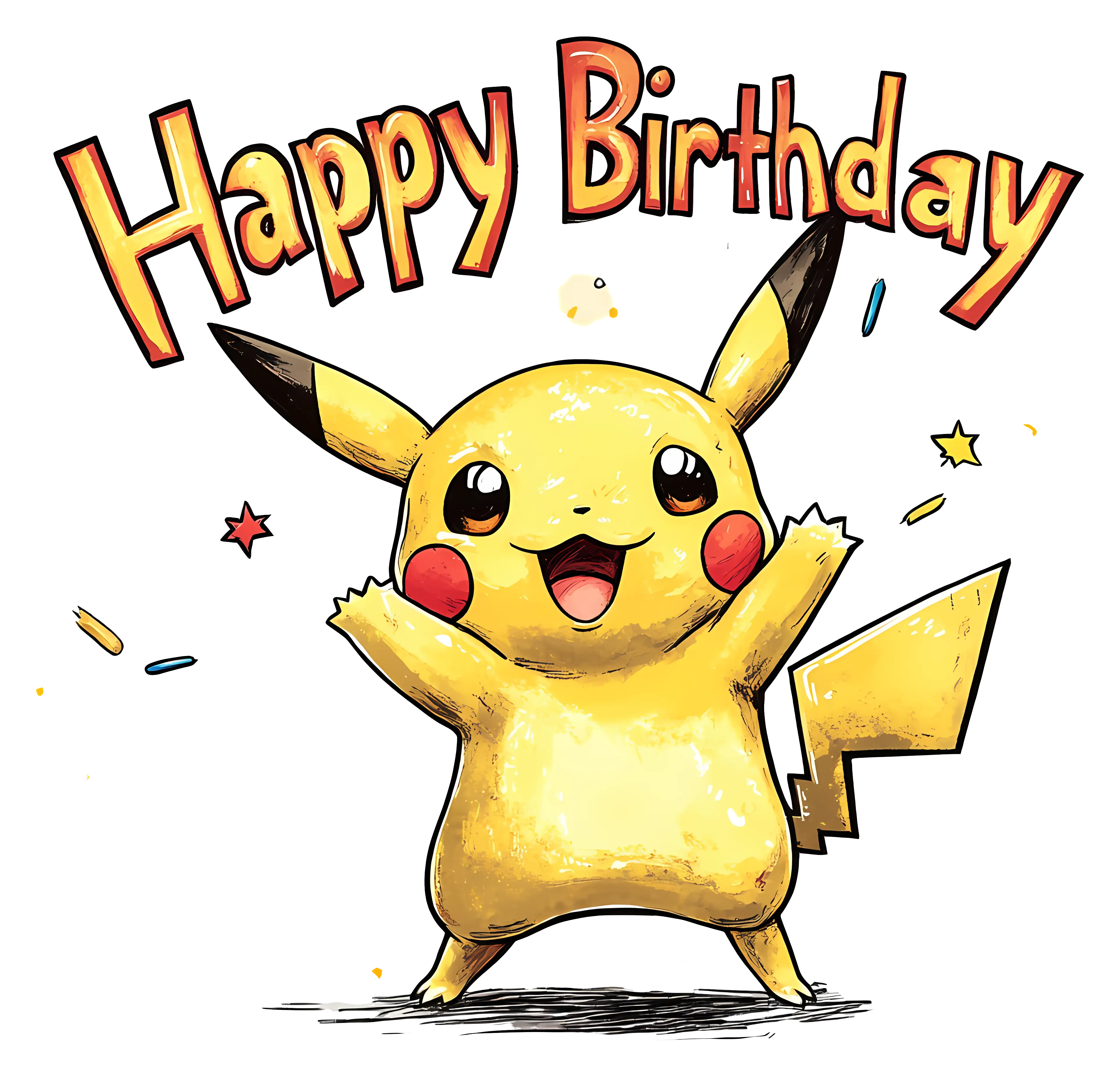 Pikachu Happy Birthday Illustration