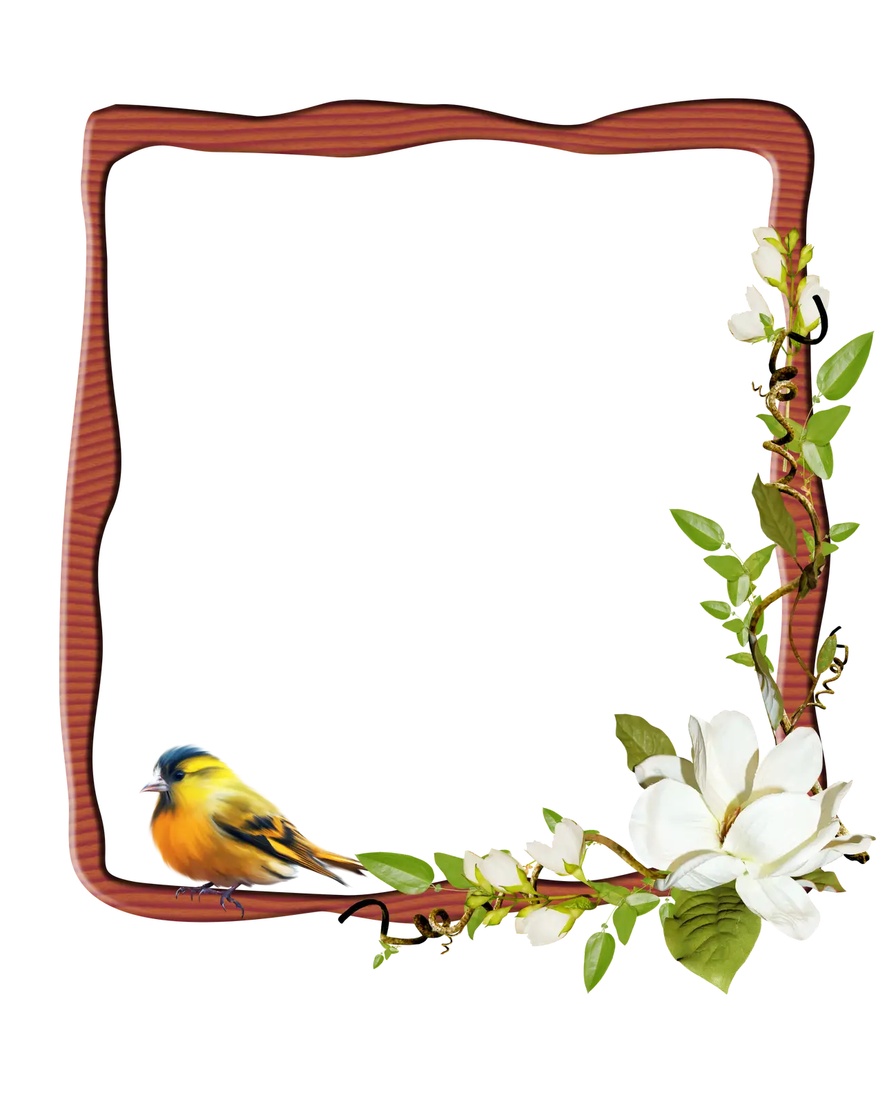 Decorative Frame with Bird and Flowers