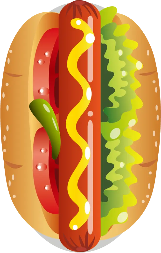 Delicious Hot Dog with Mustard and Vegetables