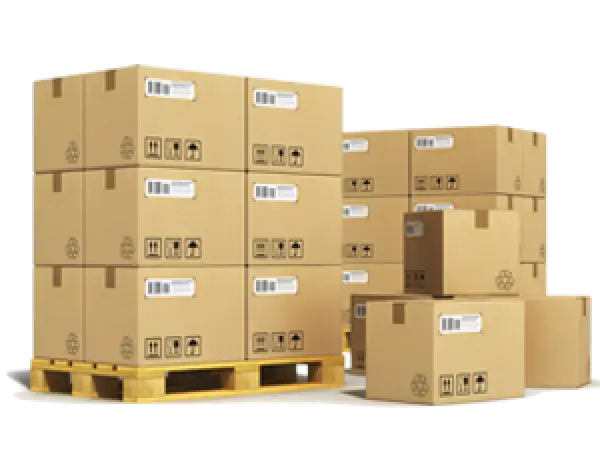 Stacked Cardboard Boxes on Wooden Pallet