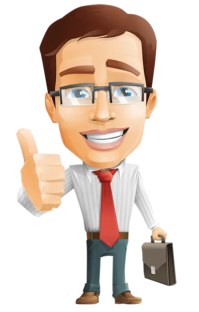 Cartoon Businessman Holding Briefcase and Smiling