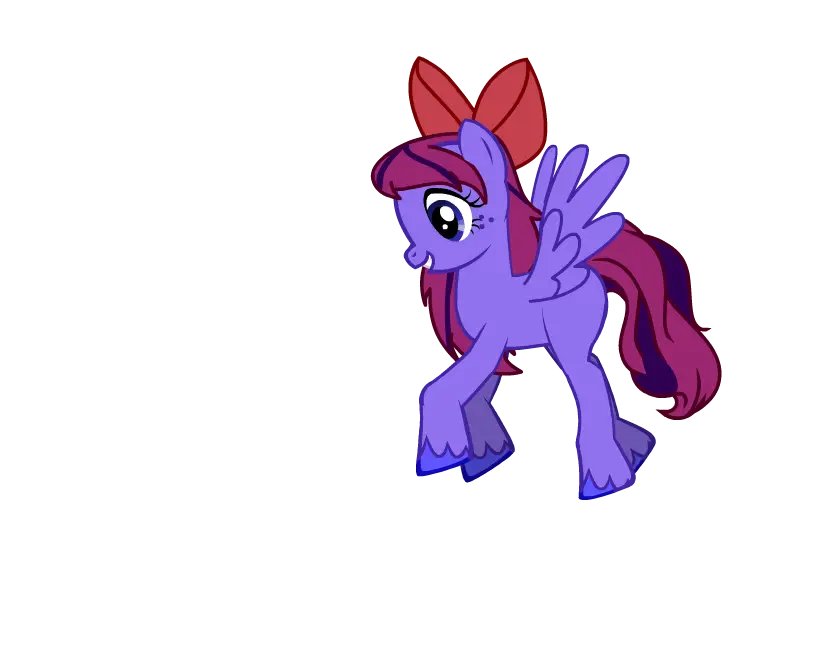 Purple Cartoon Pony with Red Bow Design