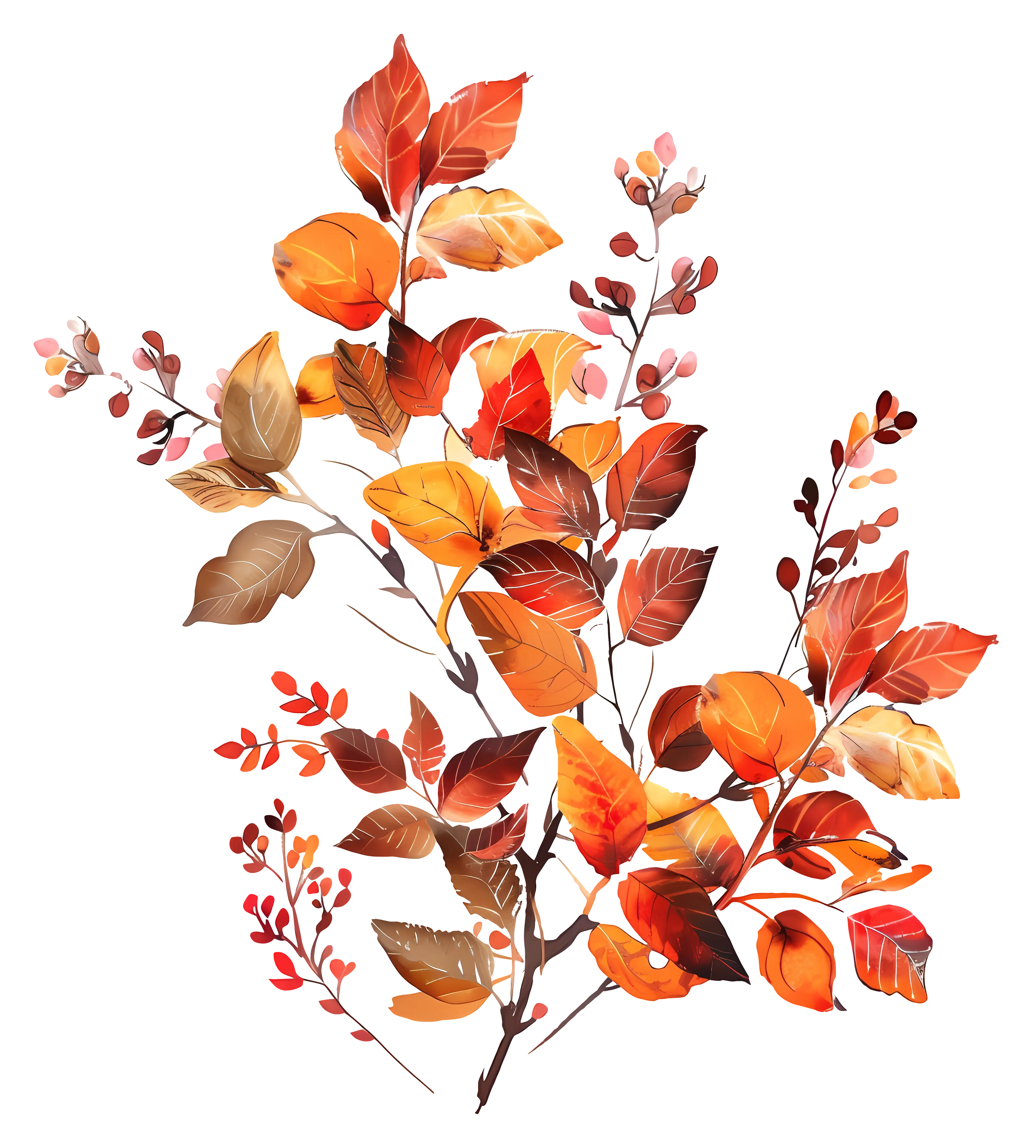 Beautiful Autumn Leaves Branch Illustration