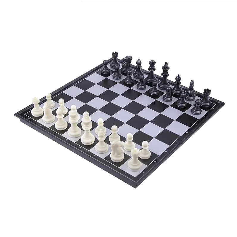 Chess Board with Black and White Pieces