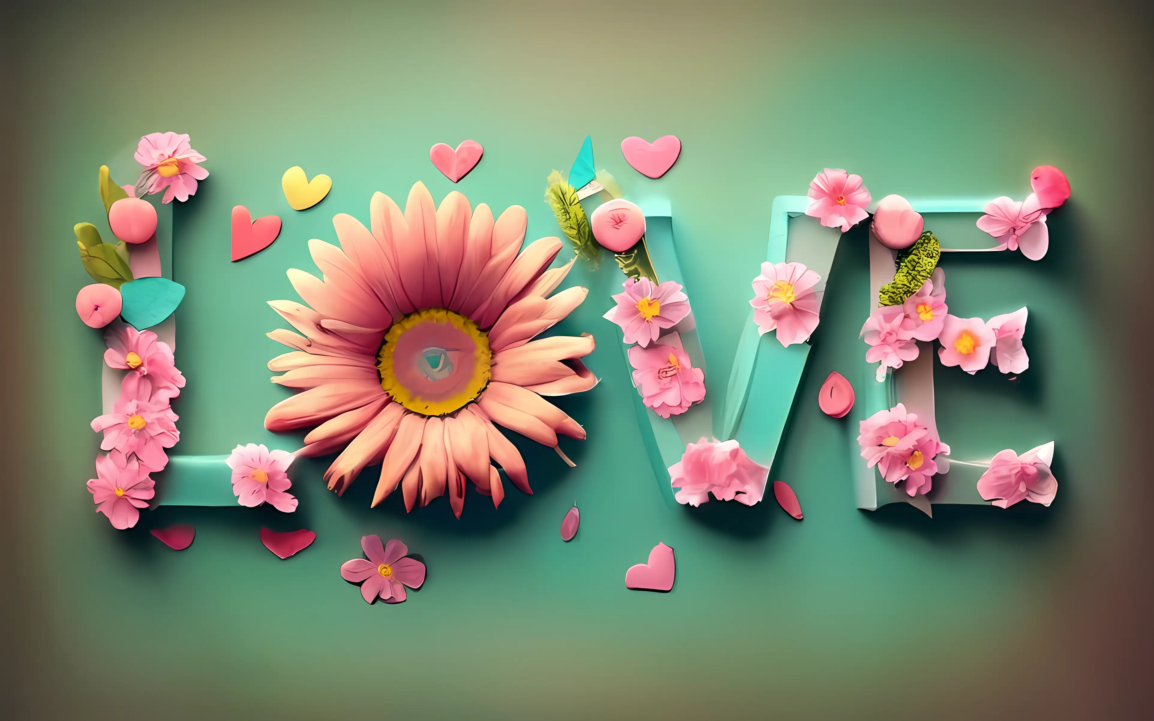 Floral Love Text Design