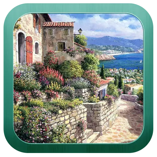 Beautiful Scenic Landscape with House and Flowers