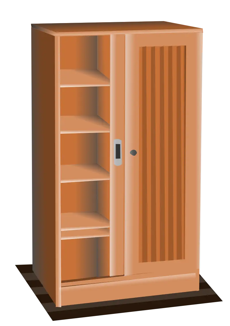 Wooden Cupboard with Open Shelves