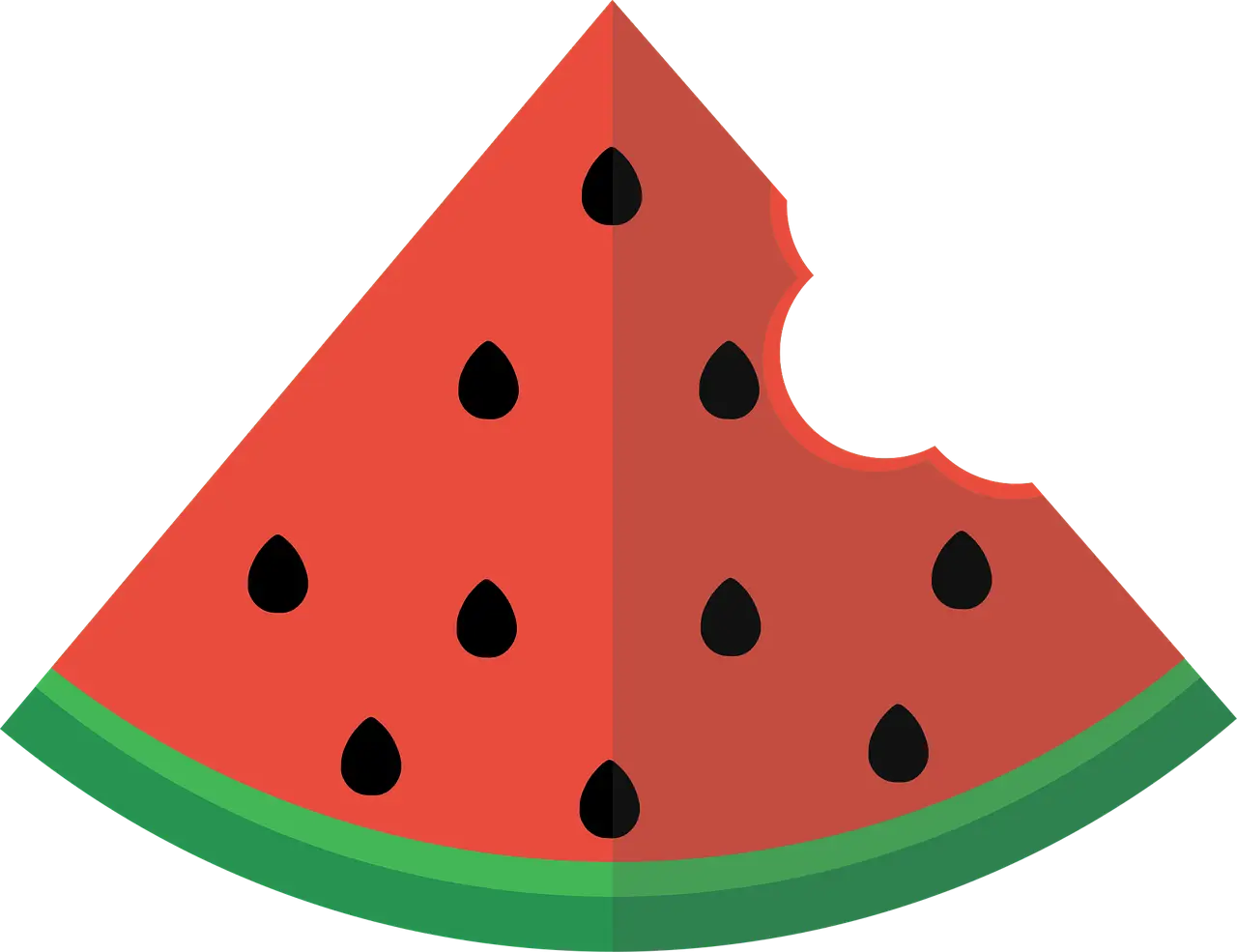 Bitten Watermelon Slice in Cartoon Style