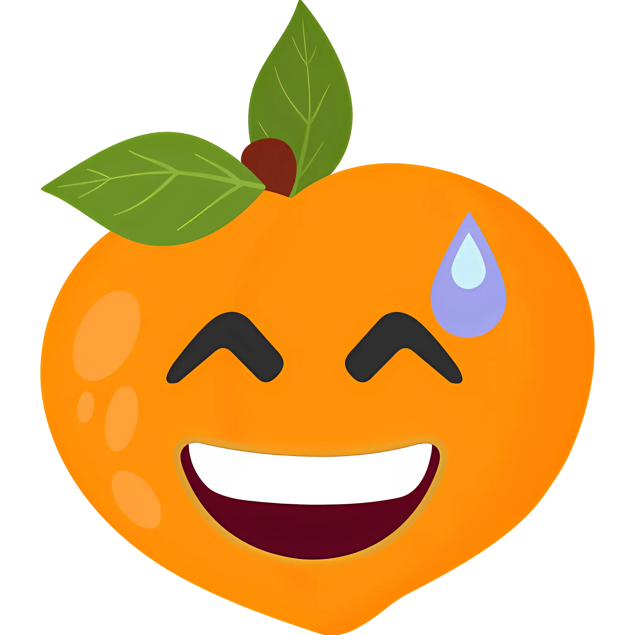 Smiling Orange Emoji with Sweat Drop