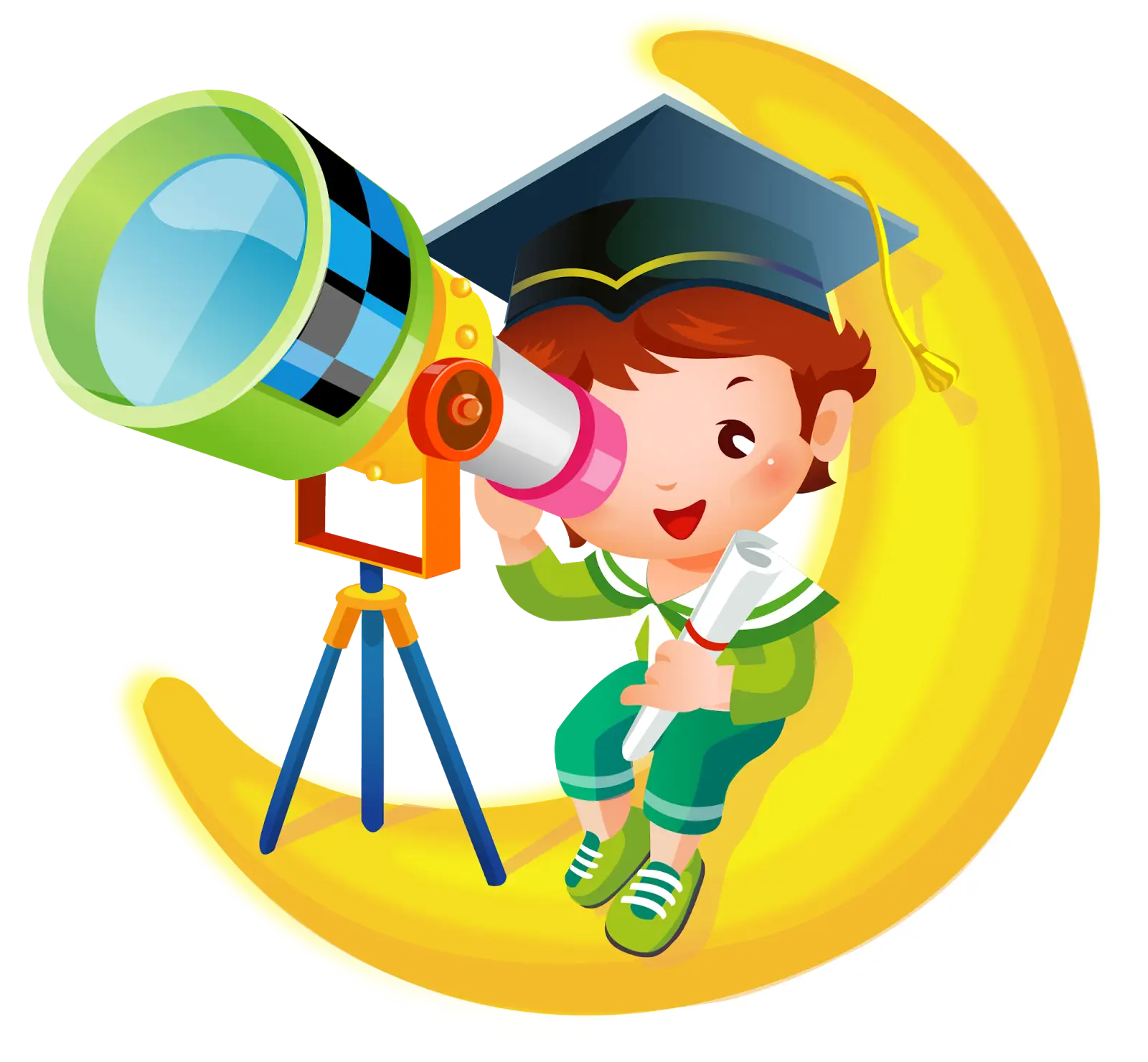 Child Gazing Through Telescope Illustration