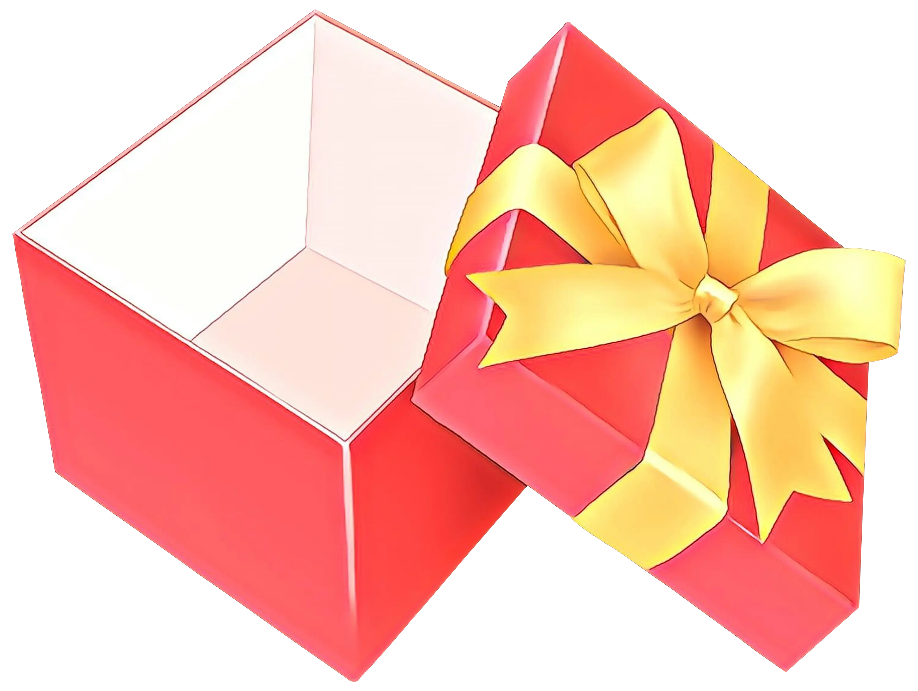 Open Red Gift Box with Yellow Ribbon