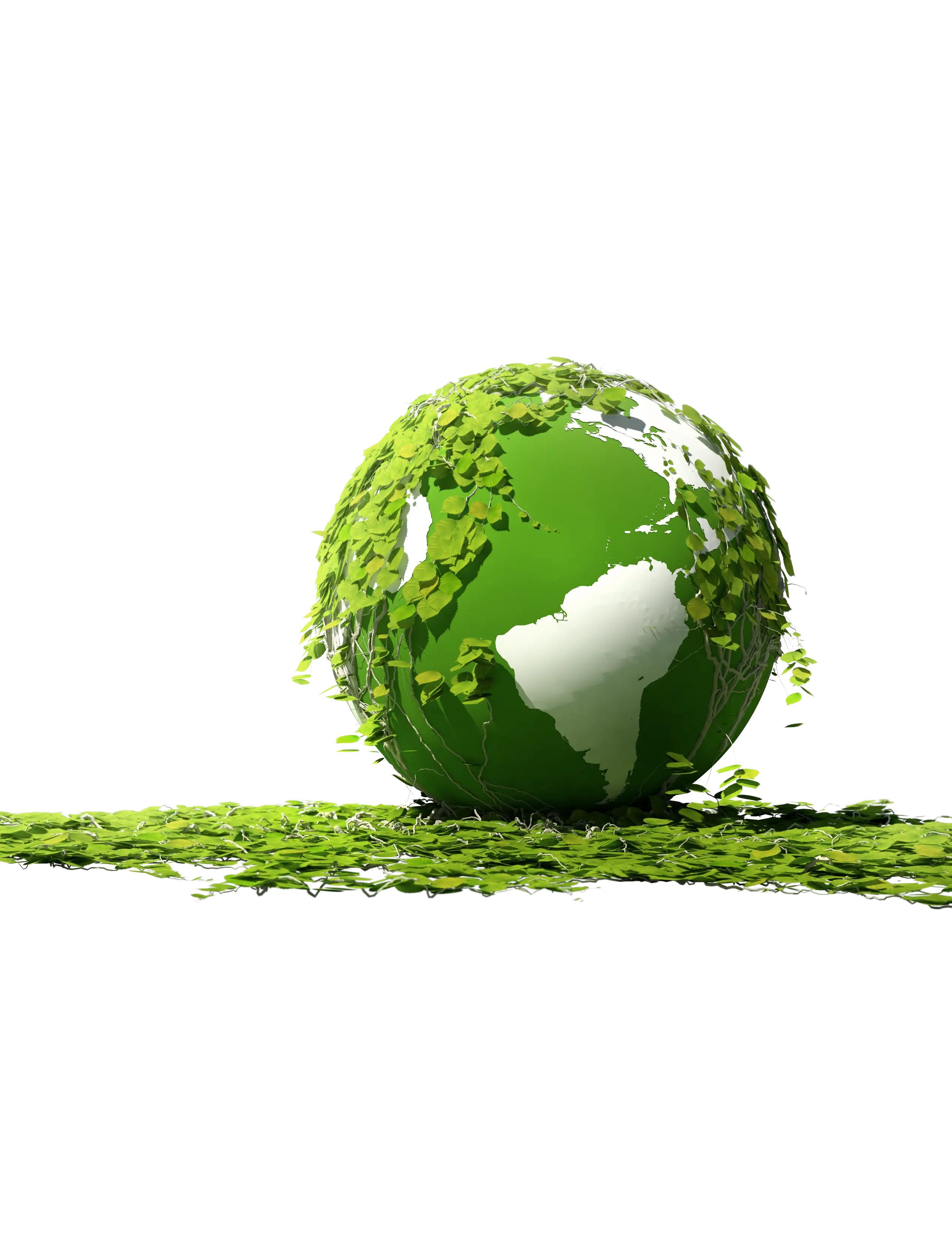 Eco-Friendly Green Earth with Leaves