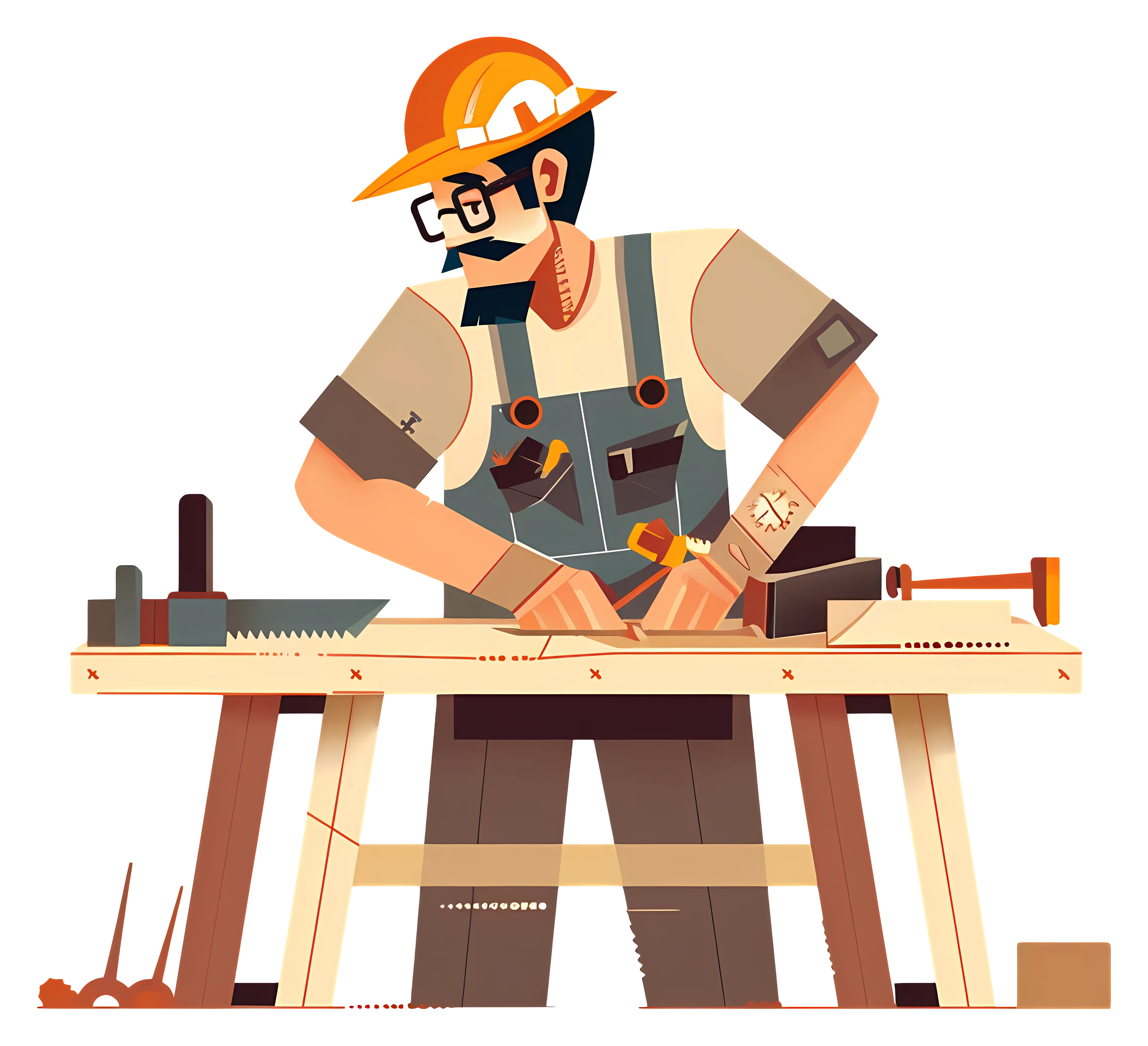 Carpenter Working on Wood Craft