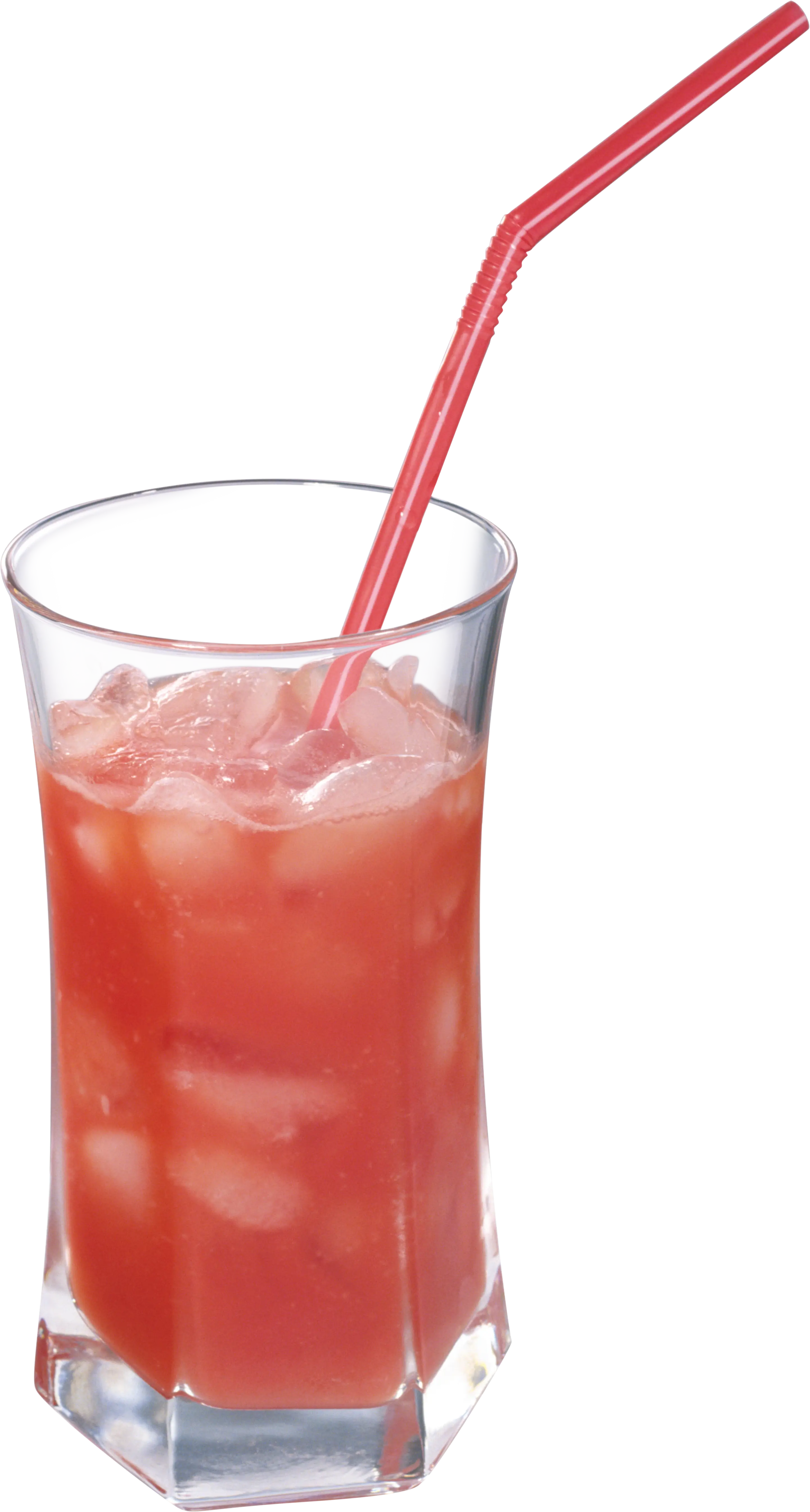 Glass of Iced Red Drink with Straw