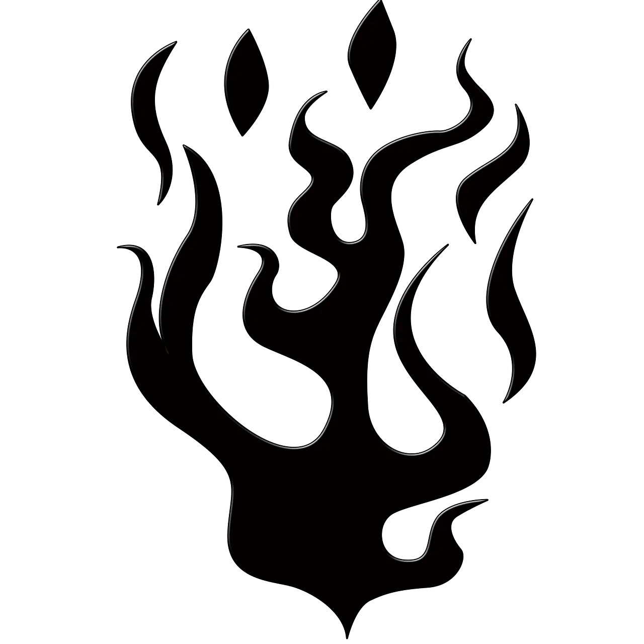 Black Flame Silhouette in Abstract Style