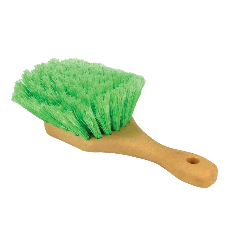 Small Green Cleaning Brush with Wooden Handle