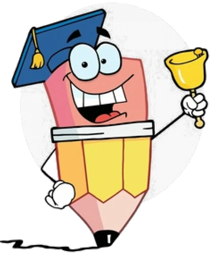 Cartoon Pencil Character with Bell