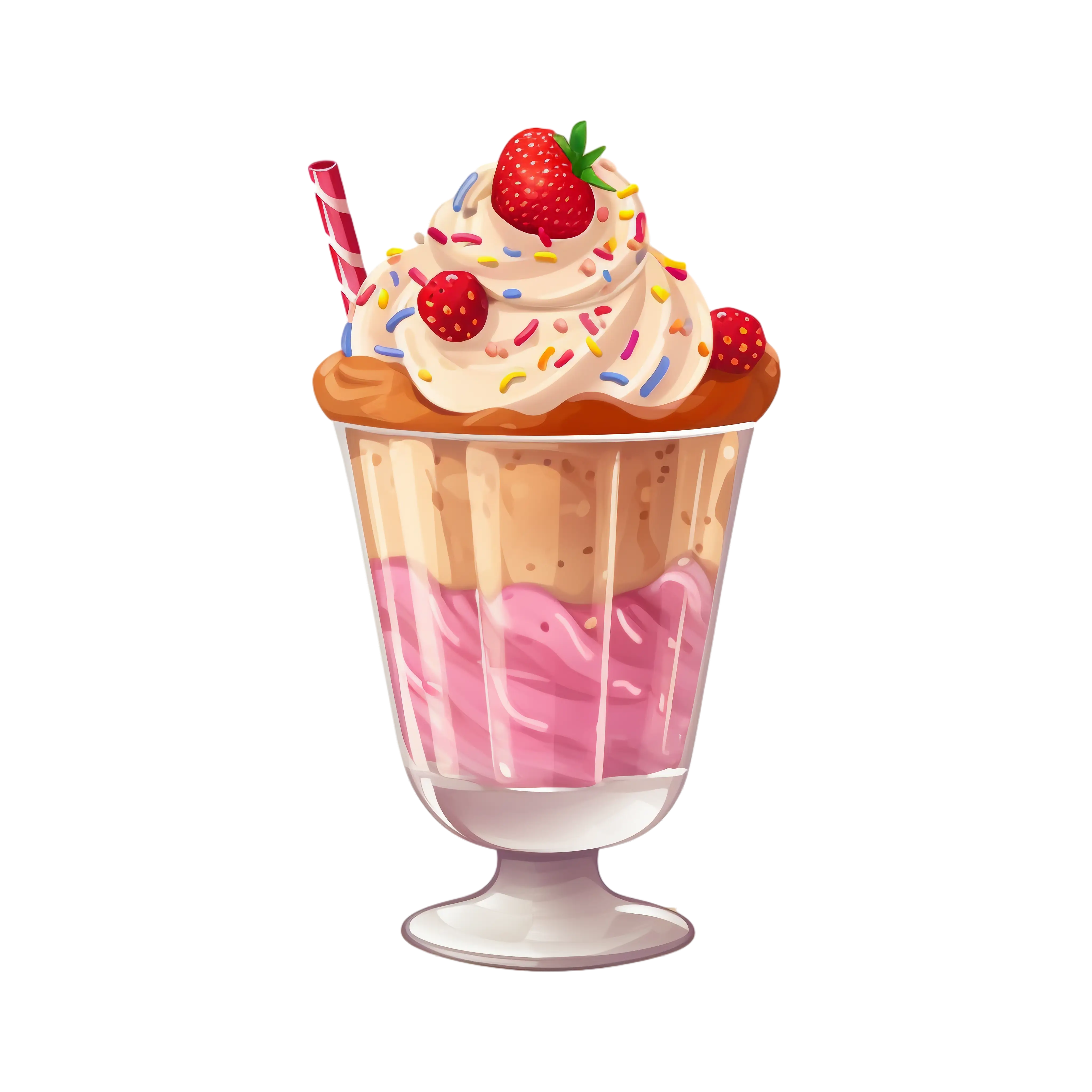 Strawberry Ice Cream Sundae with Toppings