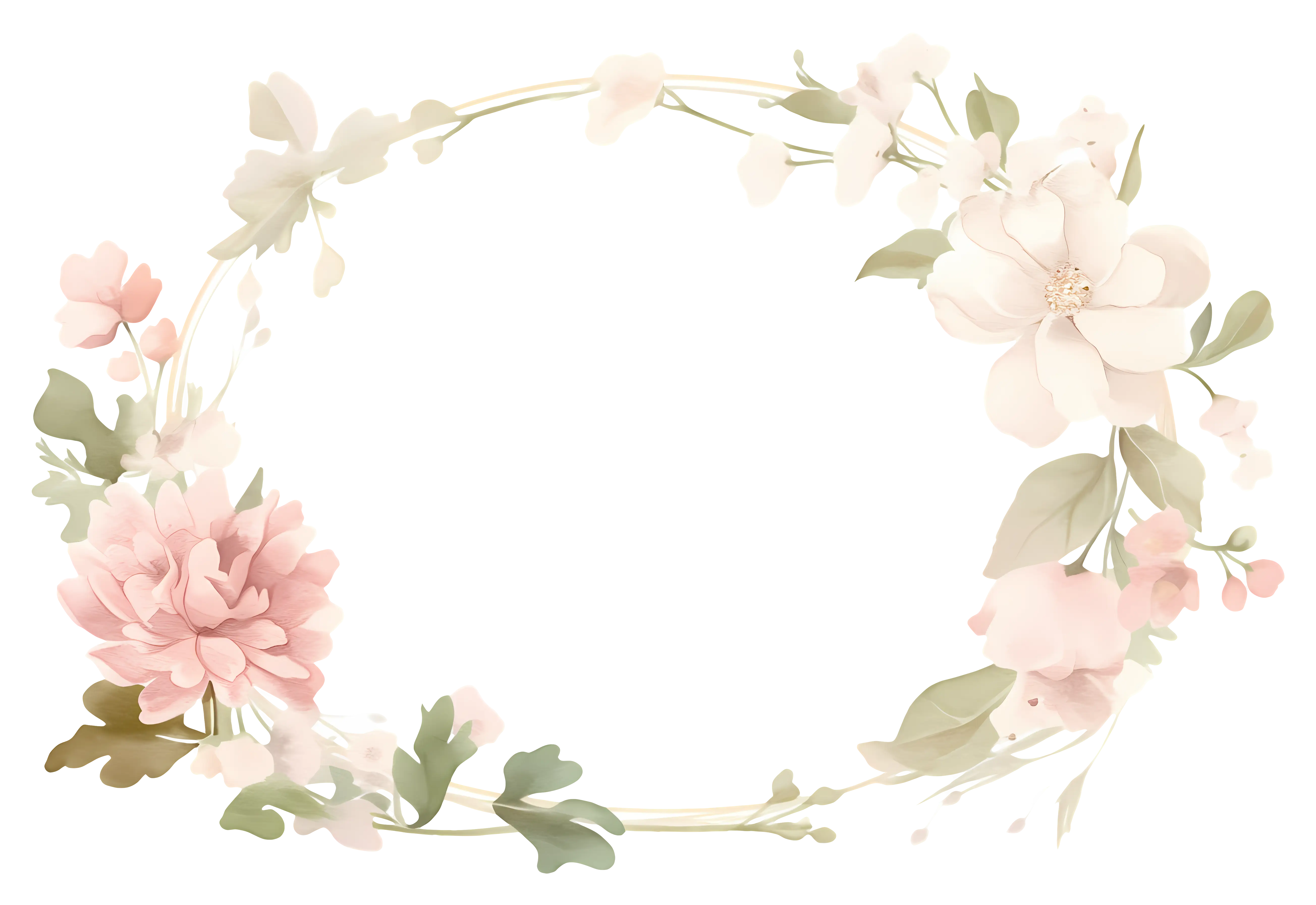 Delicate Pastel Floral Oval Wreath