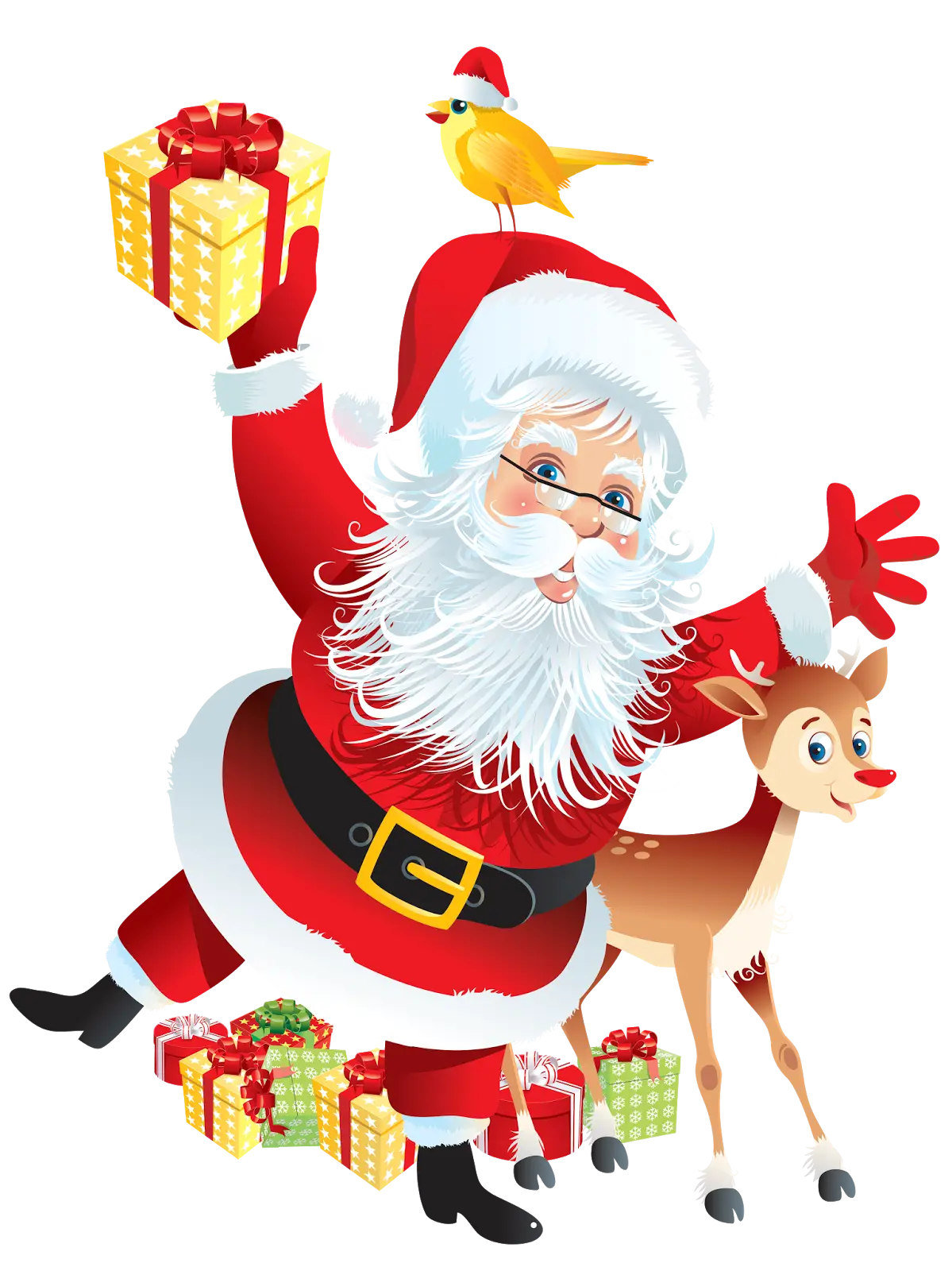 Santa Claus with Gifts and Reindeer