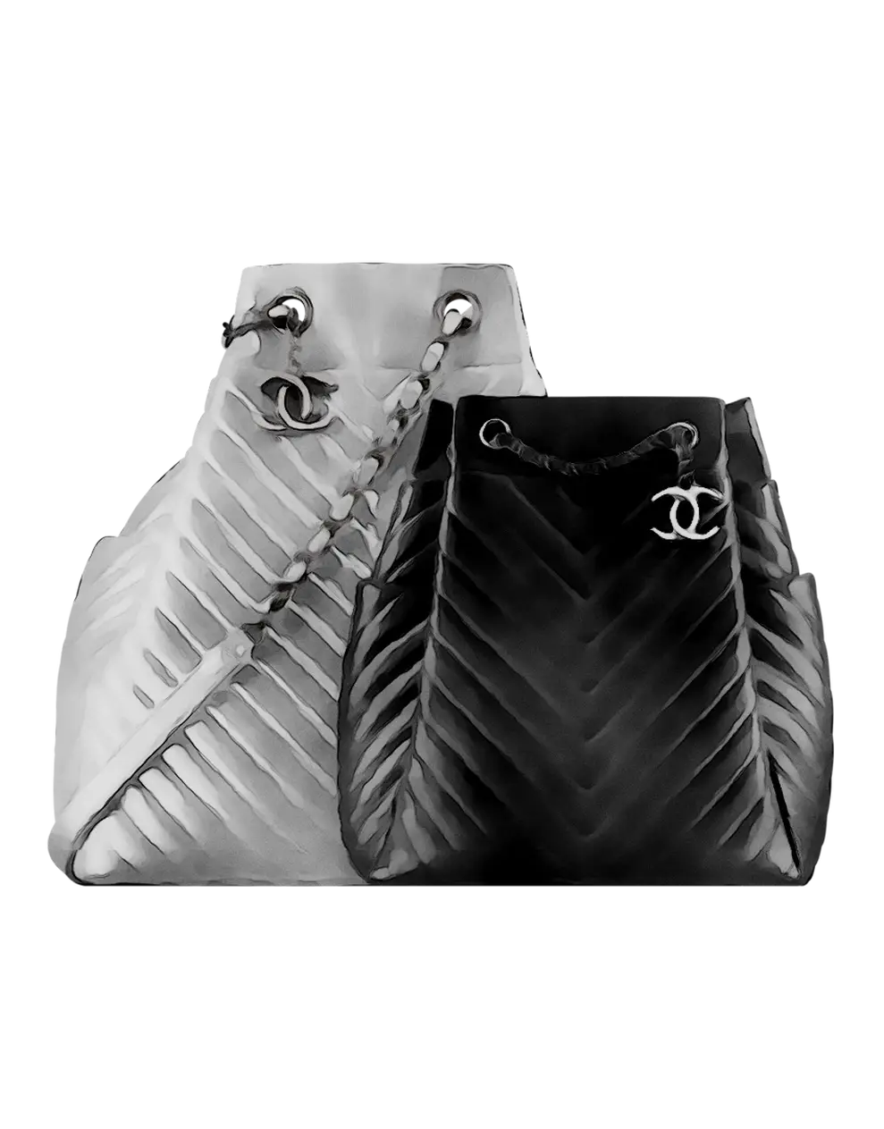 Black and White Designer Bags with Chain Handles