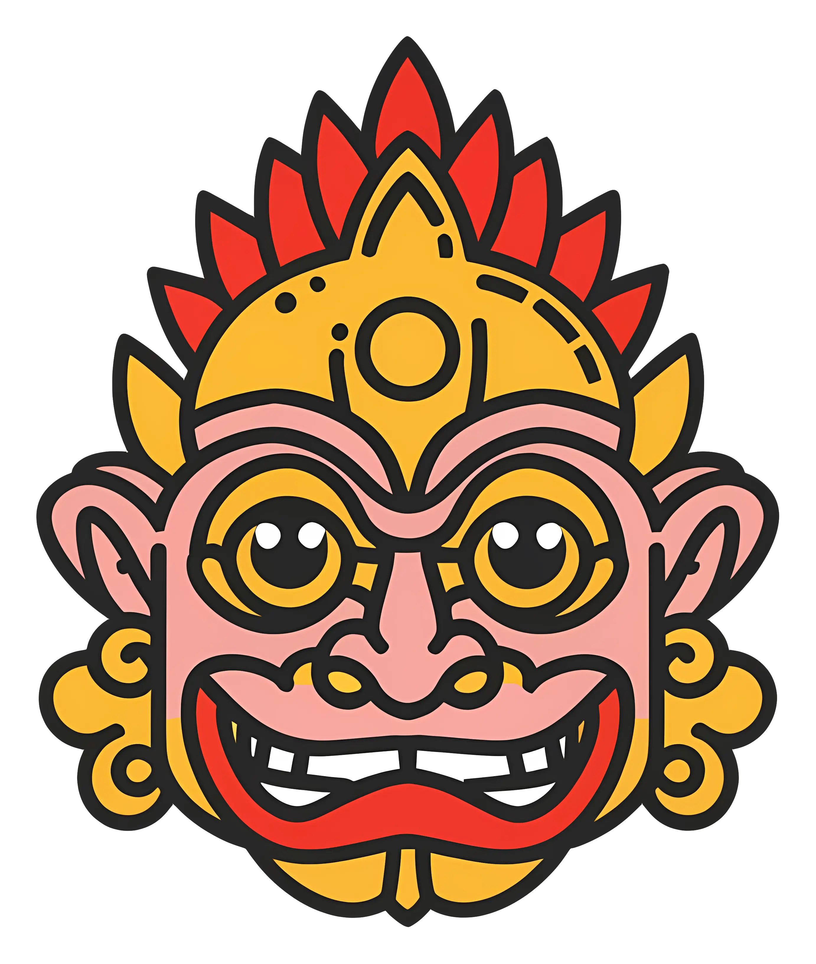 Colorful Mythical Mask Illustration